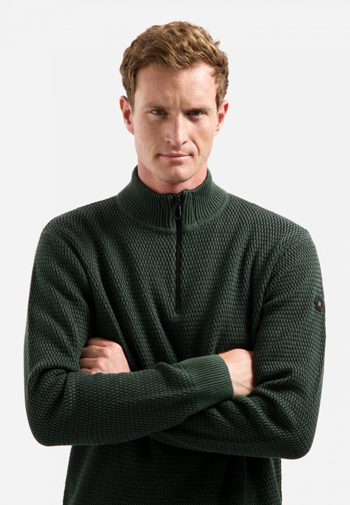 Melange half-zip jumper | Dark Green