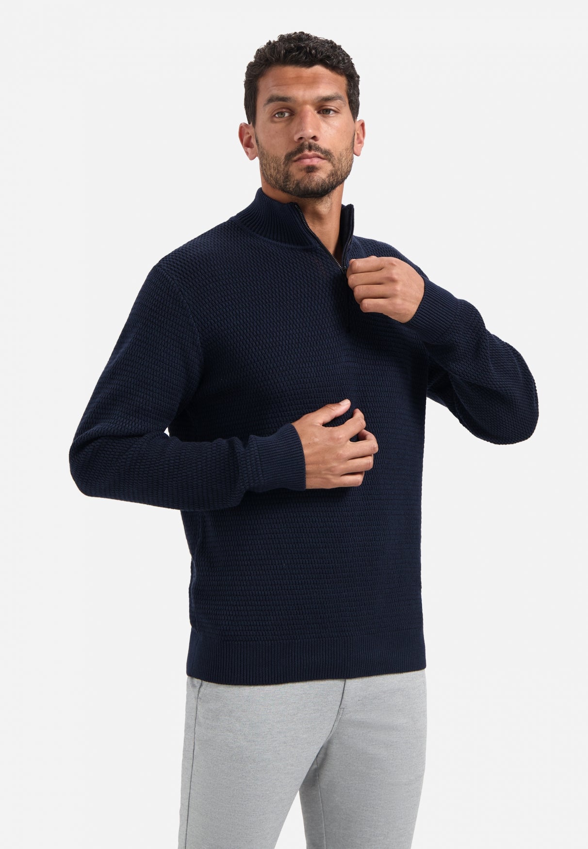 Melange half-zip jumper | Night