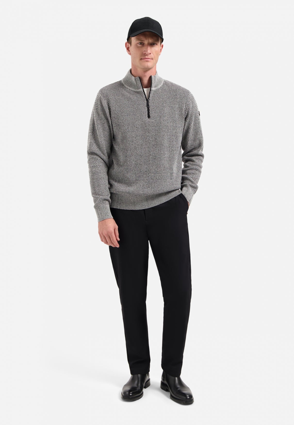 Melange half-zip jumper | Grey Melange