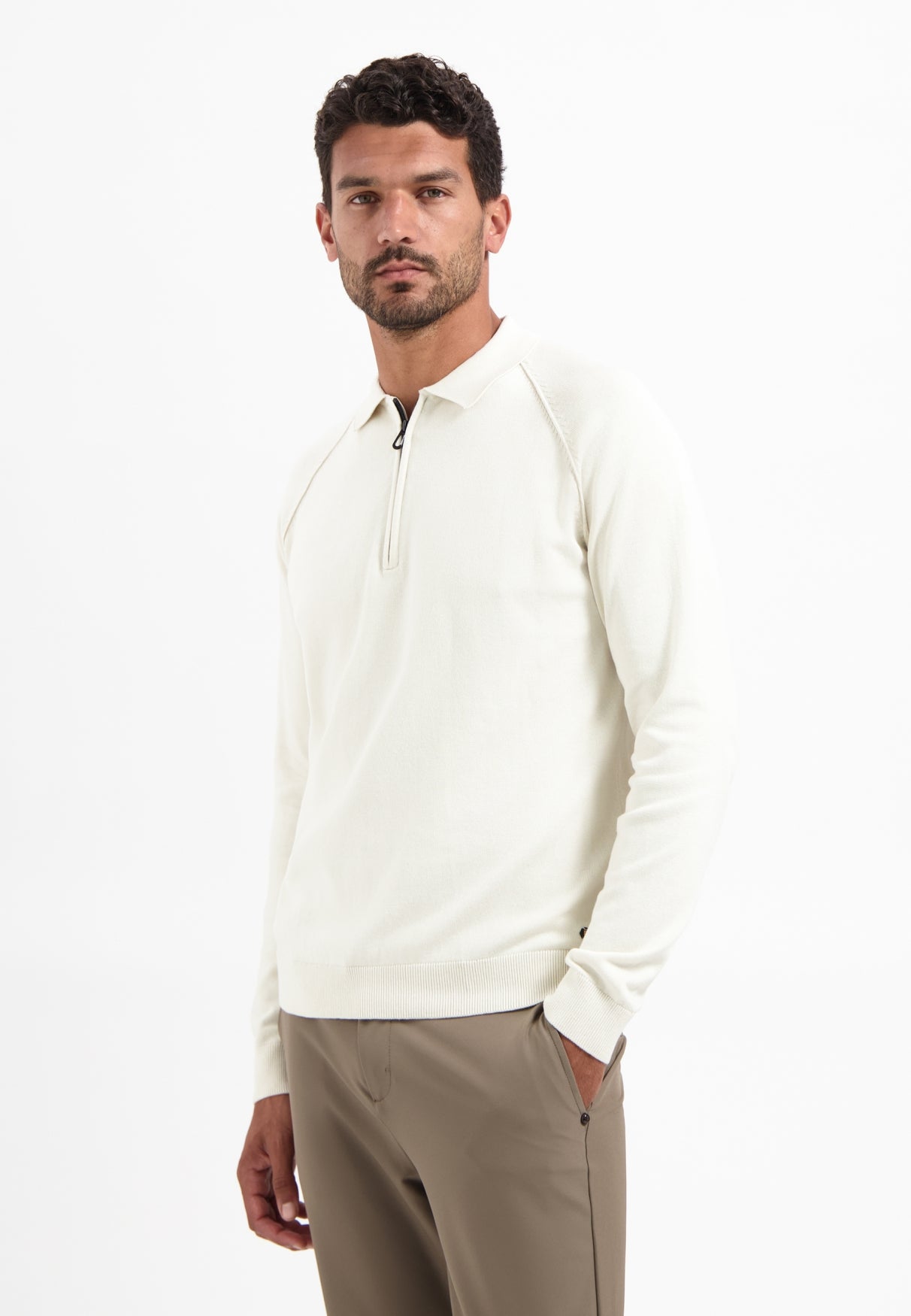 Trui met polokraag, halve rits en raglanmouwen | Kit