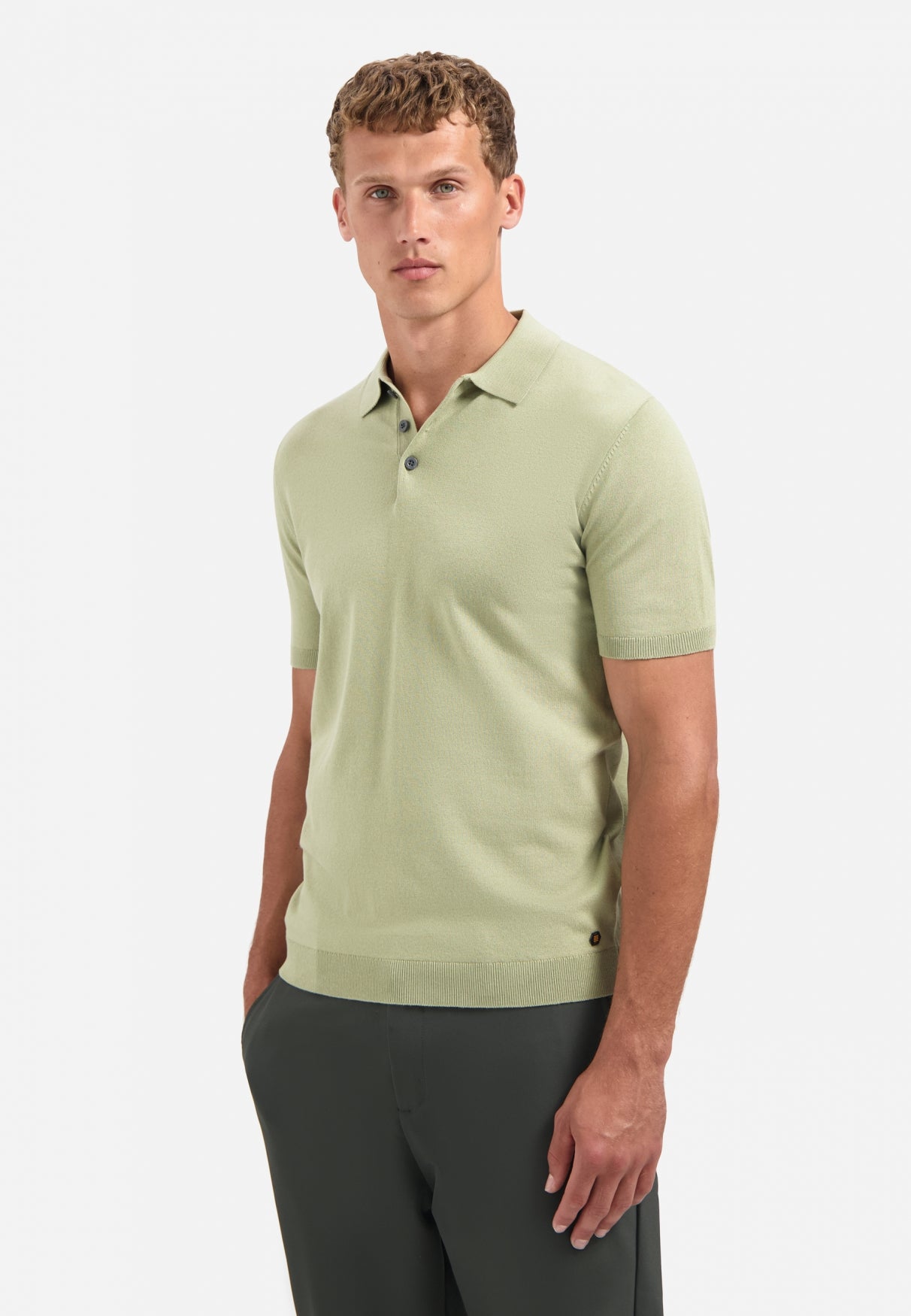 Gebreide polo | Licht Moss