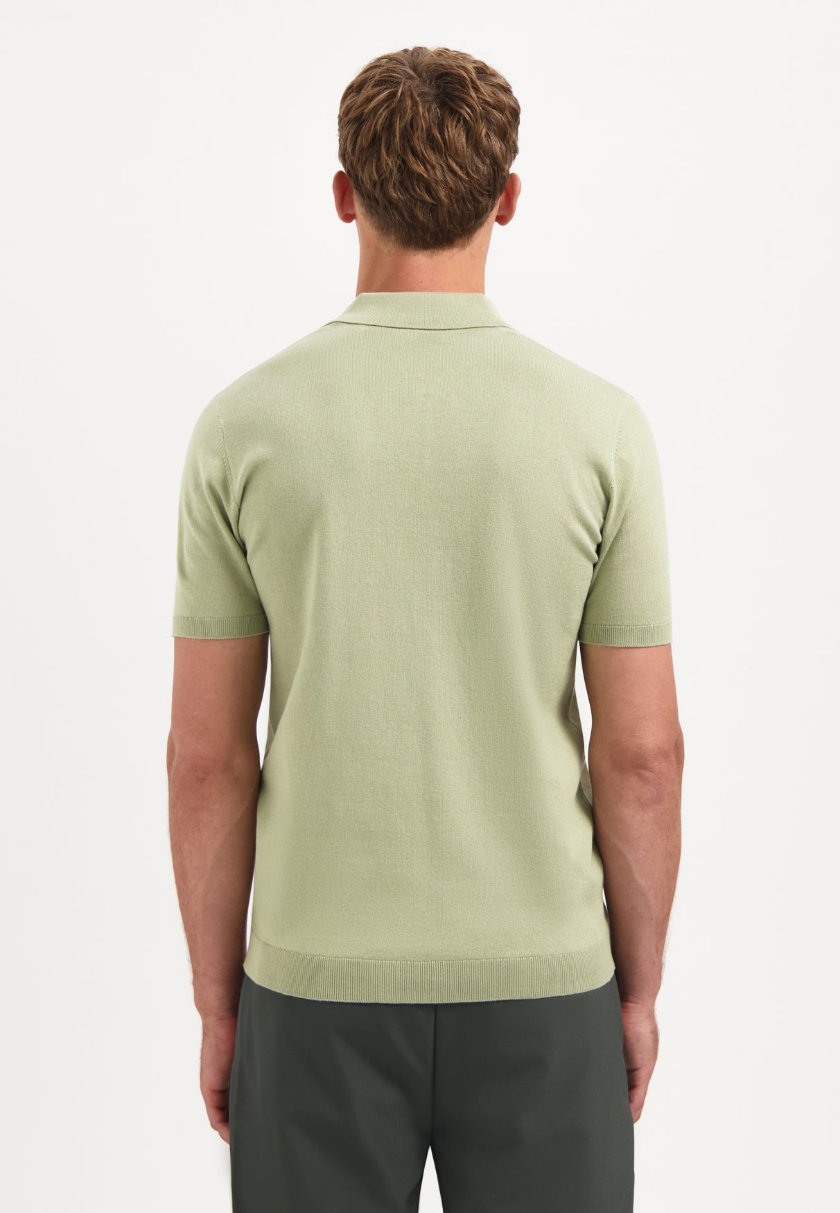 Knitted polo | Light Moss