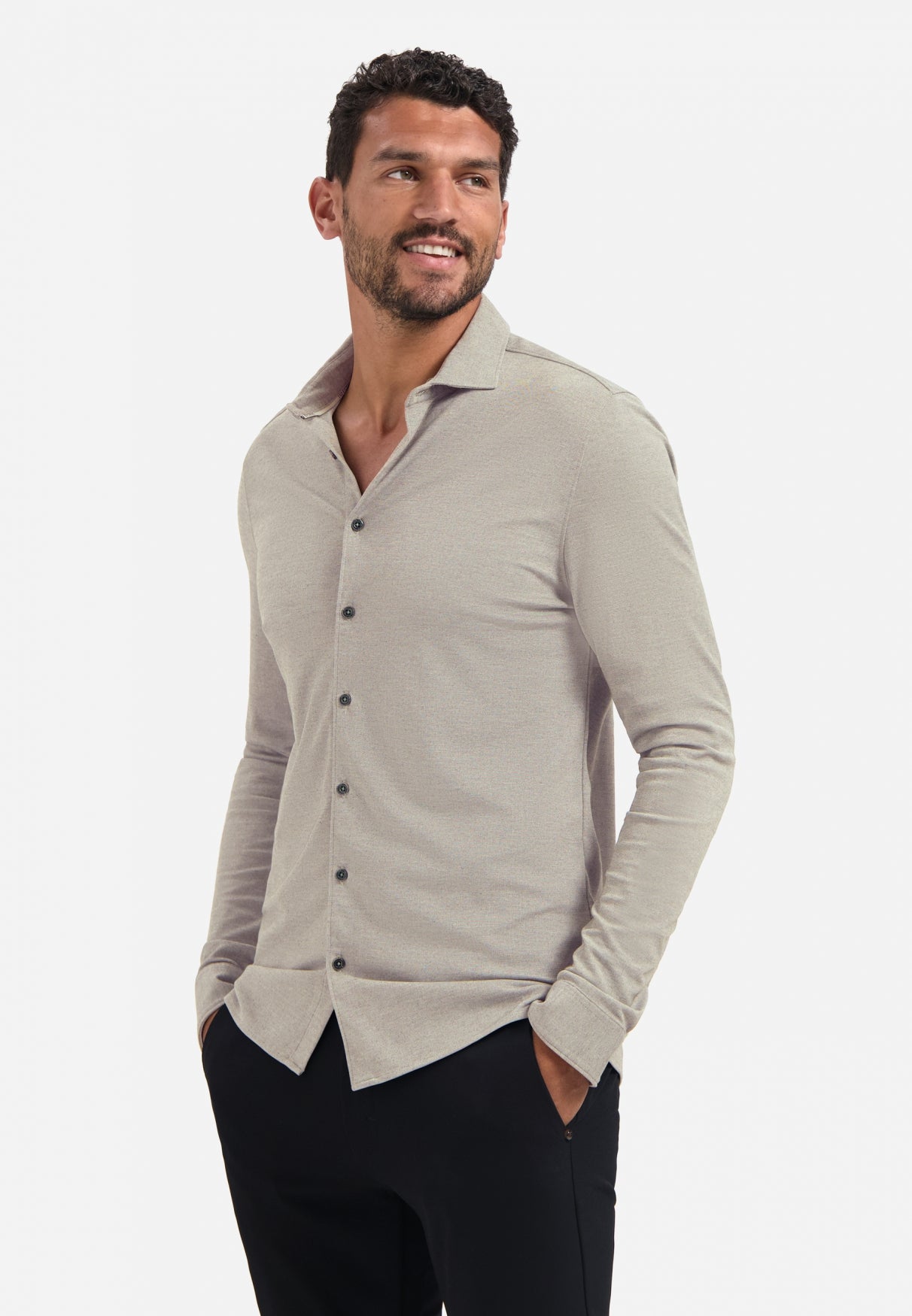 Melange jersey shirt | Clay