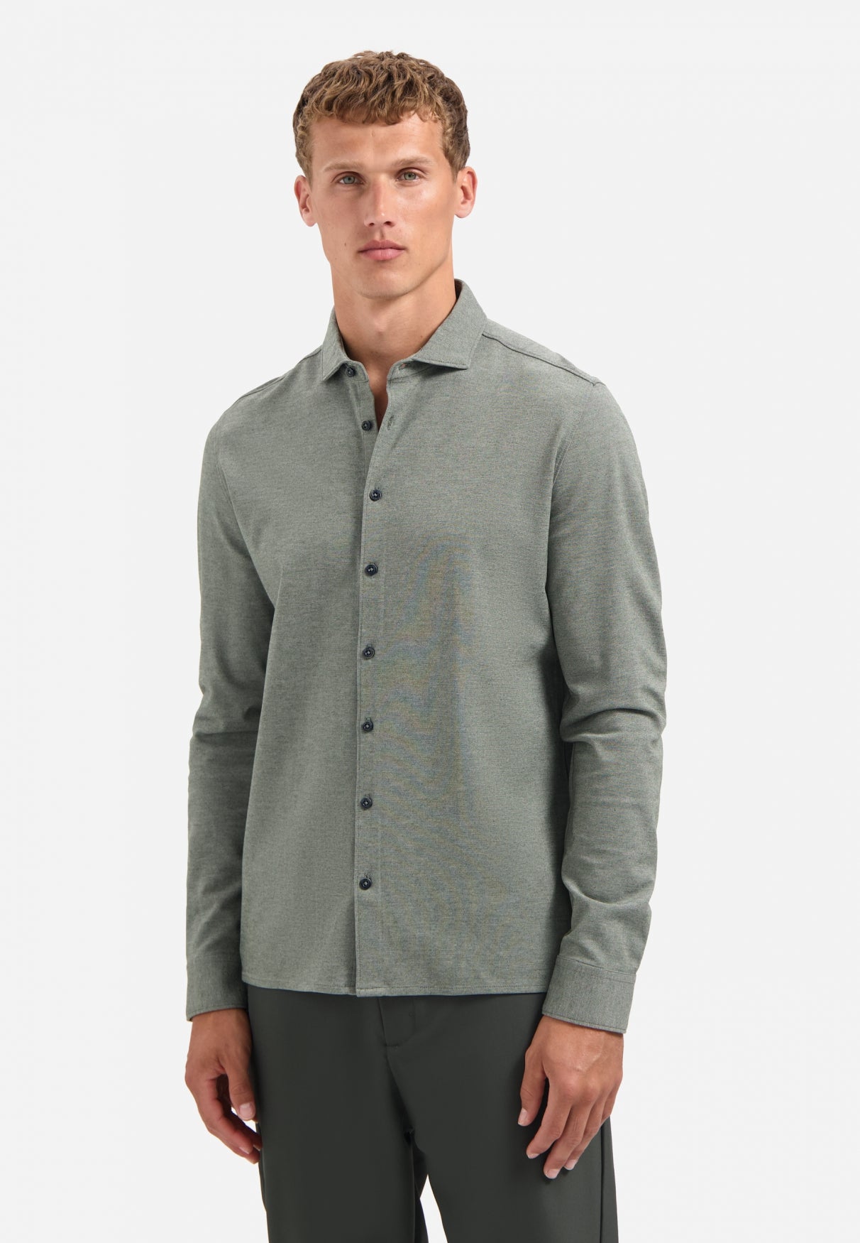 Melange jersey shirt | Dark Green