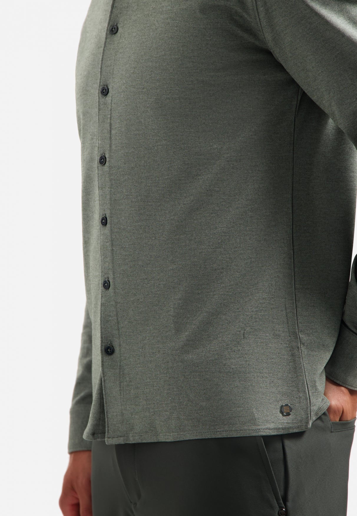 Melange jersey shirt | Dark Green