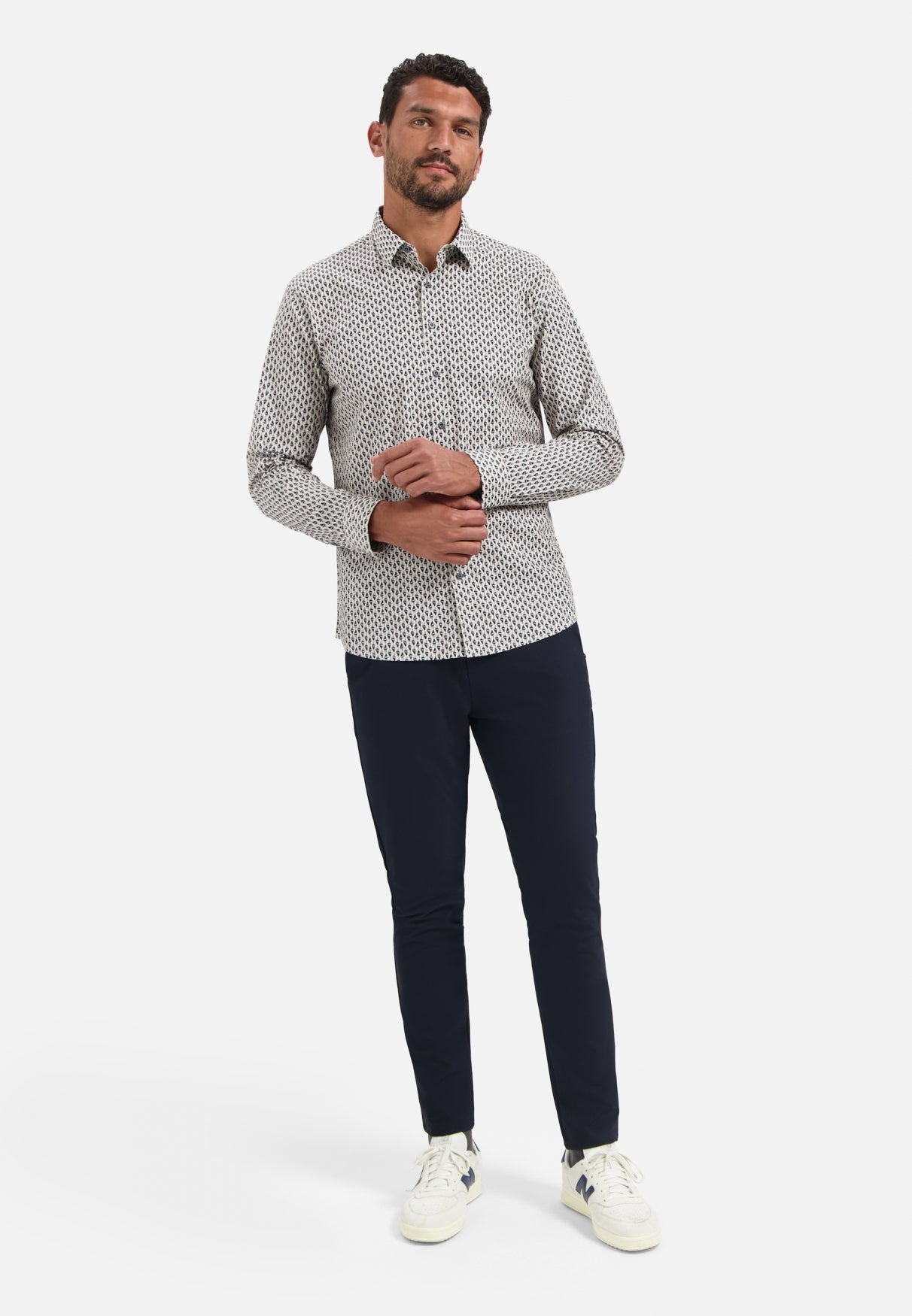 Printed stretch shirt | White