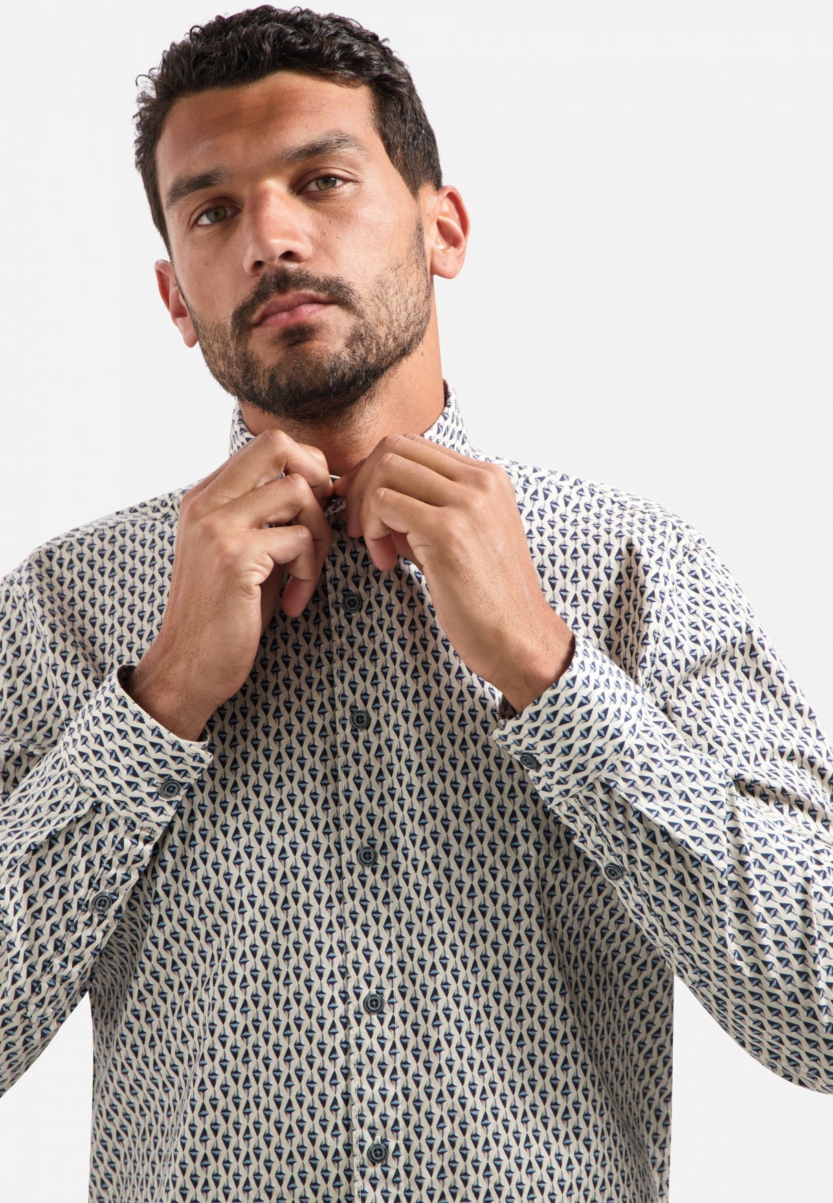 Printed stretch shirt | White