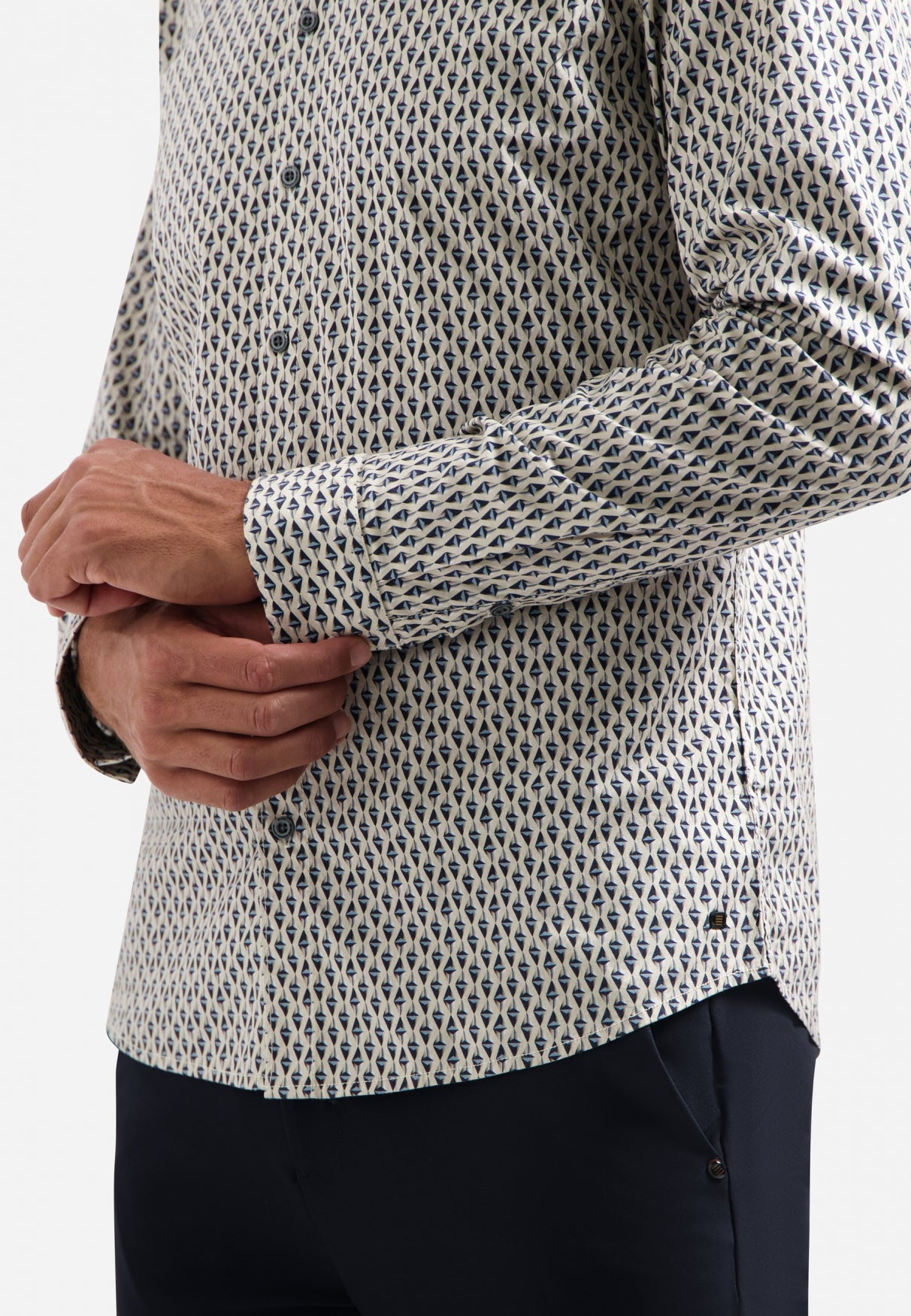 Printed stretch shirt | White