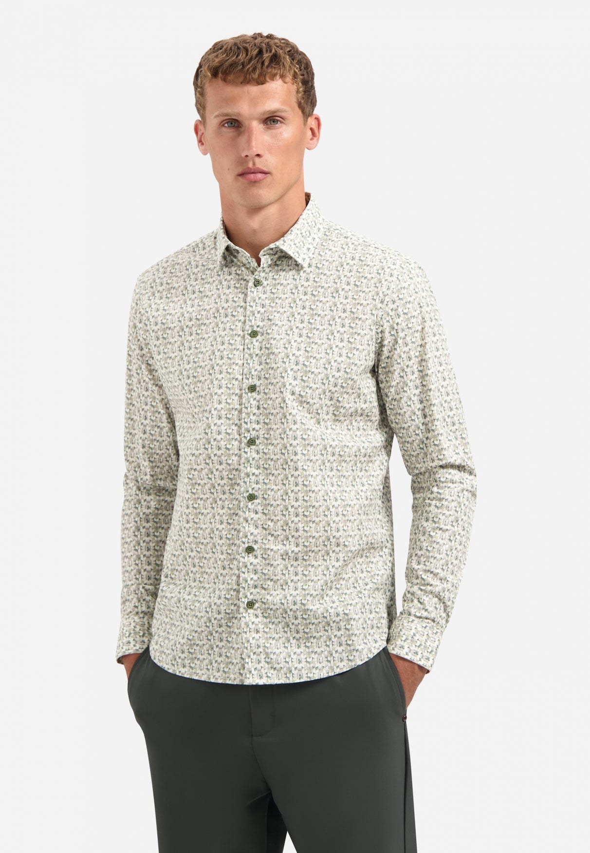 Printed stretch shirt | Dark Green