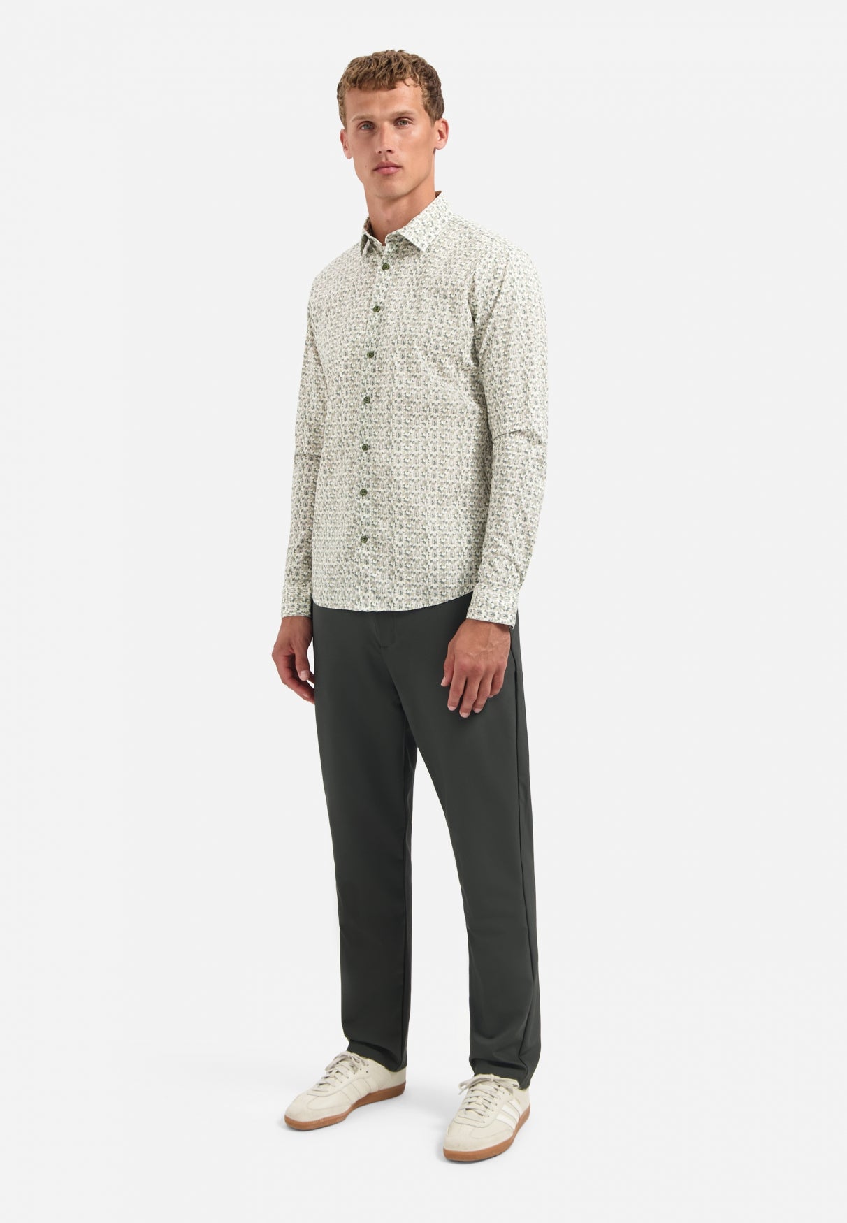 Printed stretch shirt | Dark Green