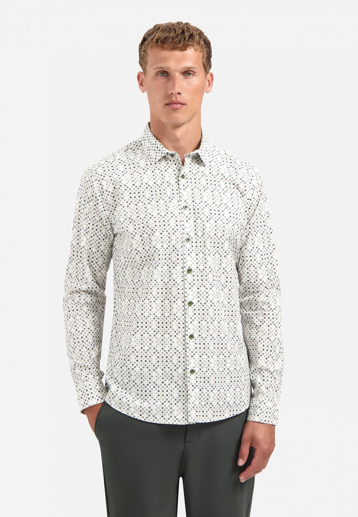 Printed stretch shirt | Dark Green