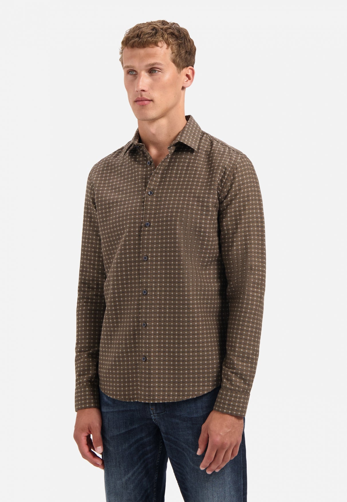 Woven jaquard shirt | Taupe