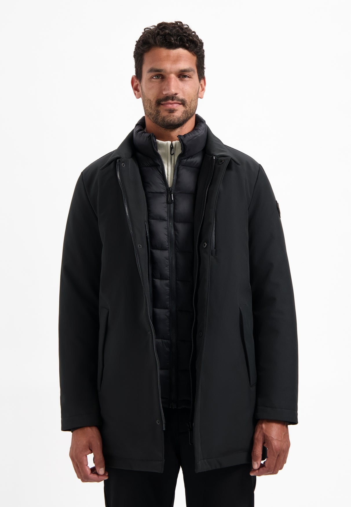 Long stand-up parka | Black