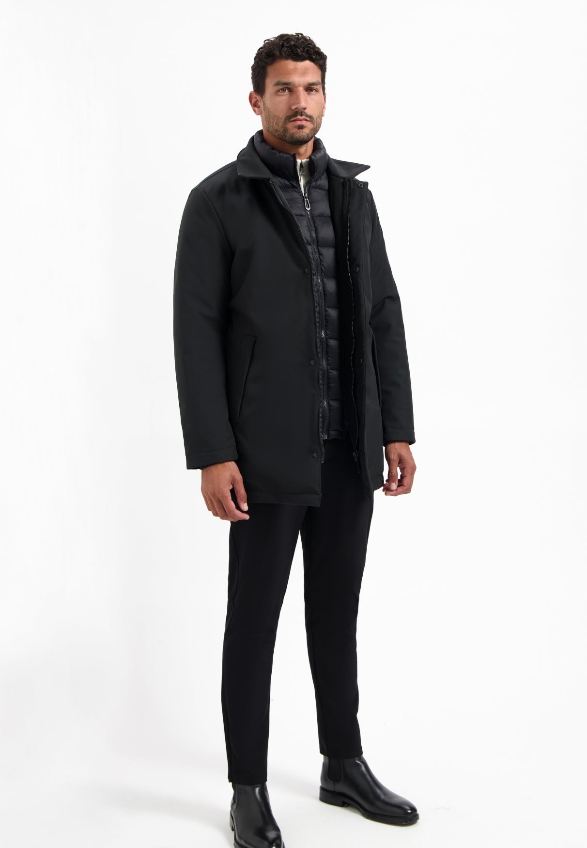 Long stand-up parka | Black