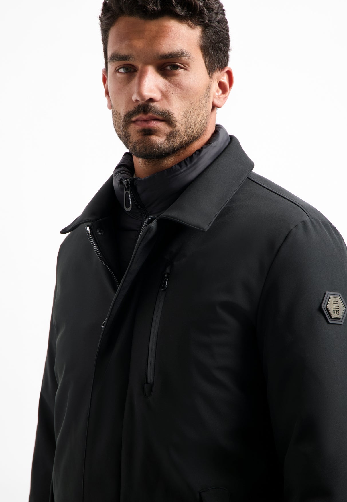 Long stand-up parka | Black