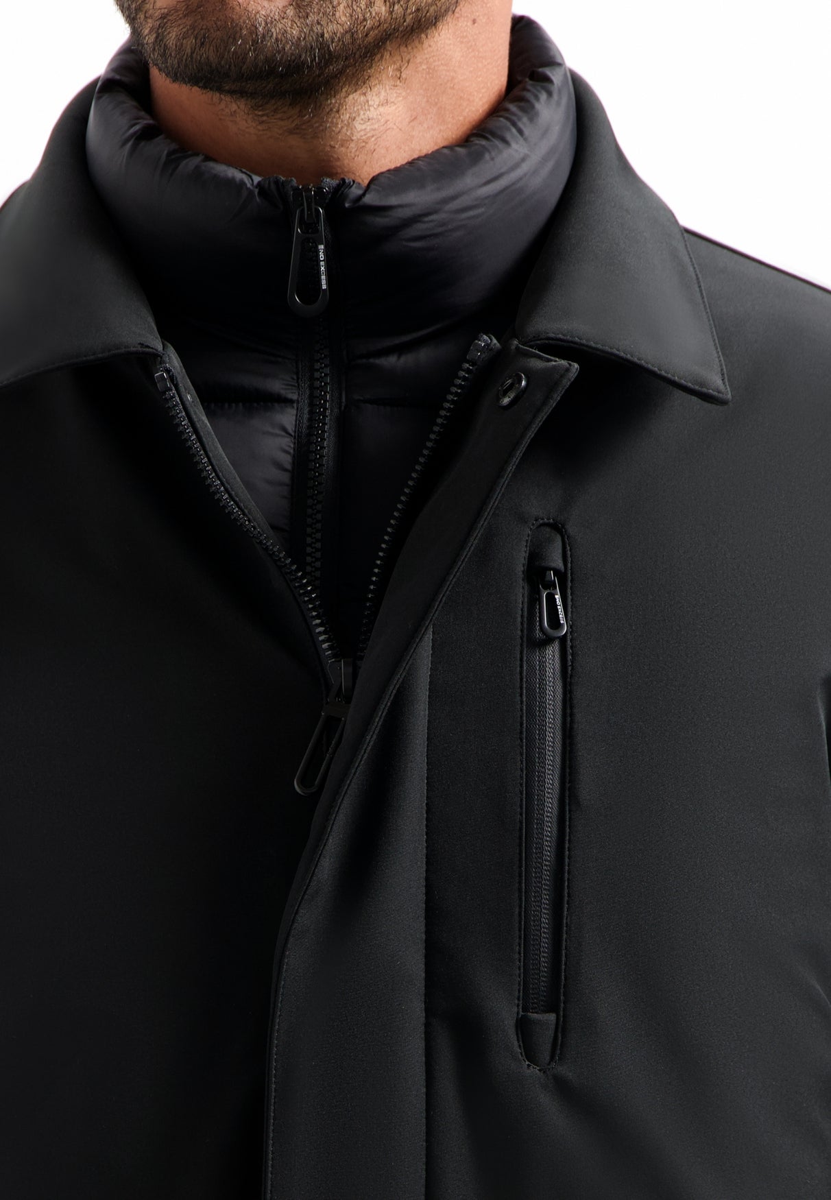 Long stand-up parka | Black