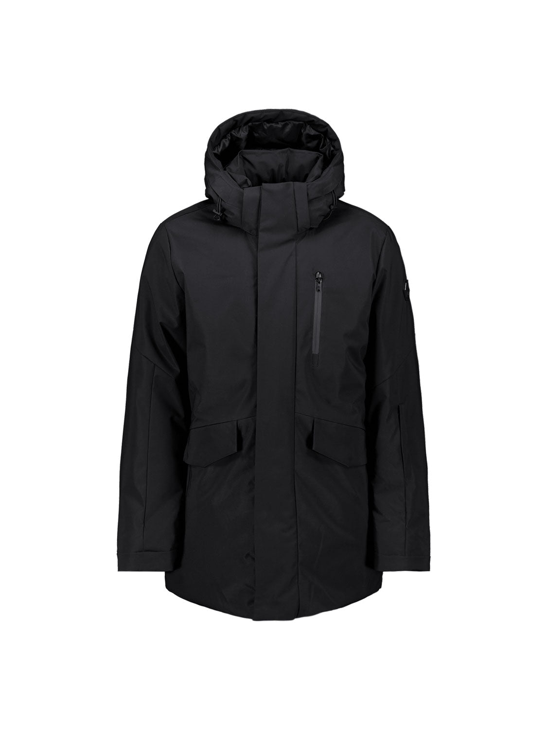 Hooded long parka | Black