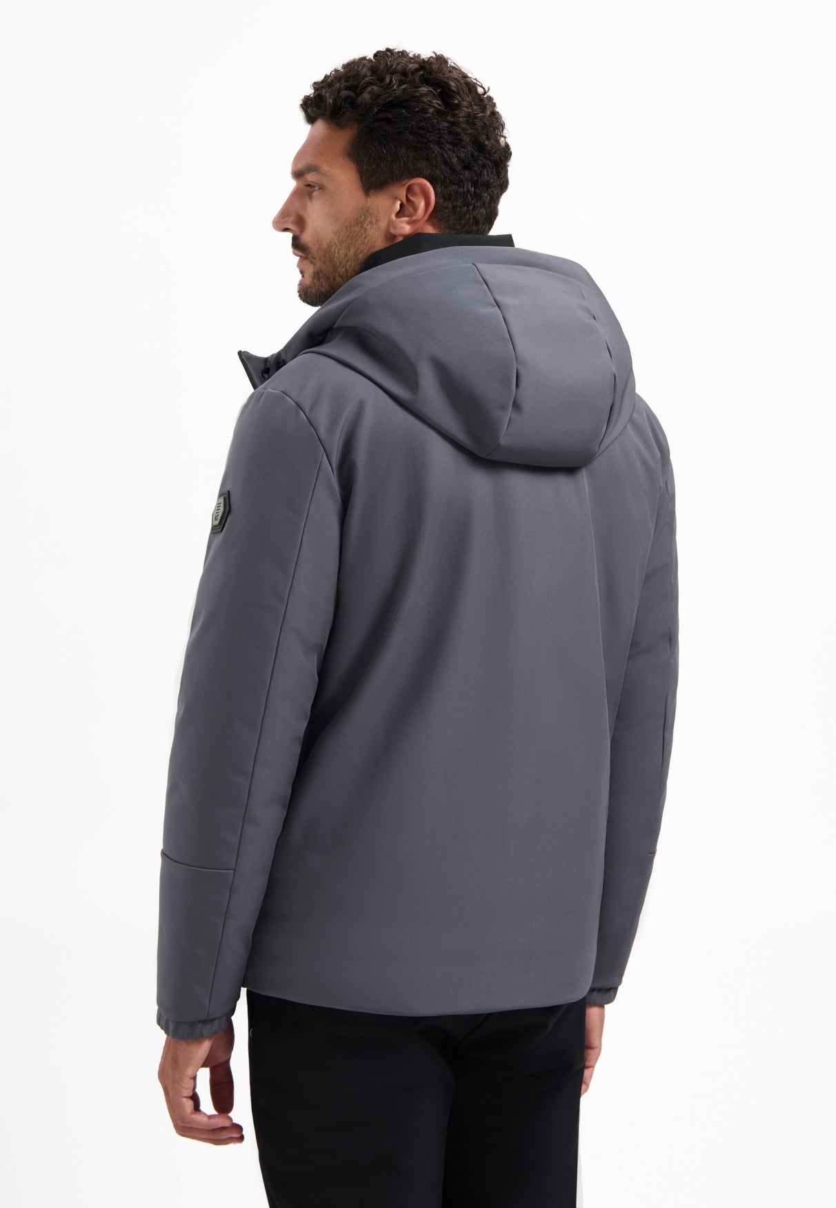 Hooded coated jacket | Asphalt