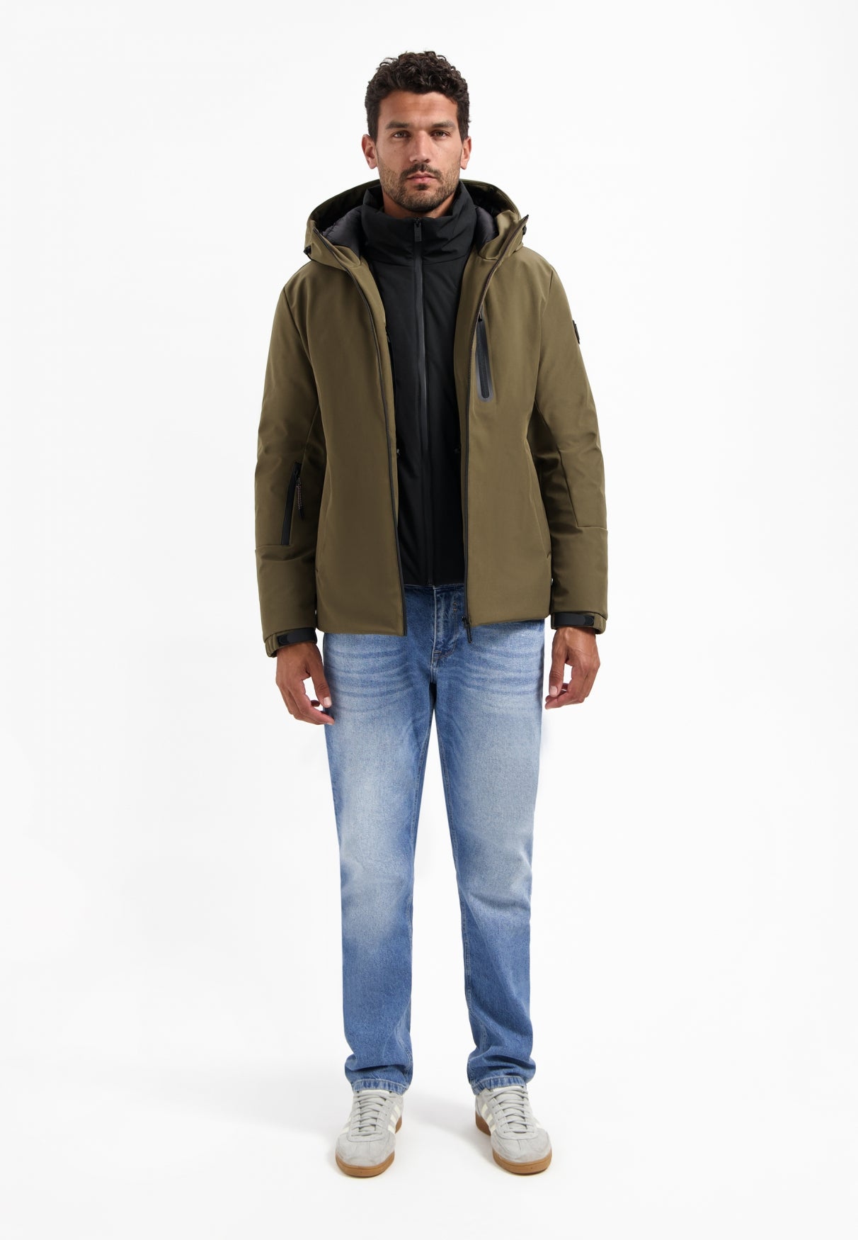 Hooded coated jacket | Dark Steel