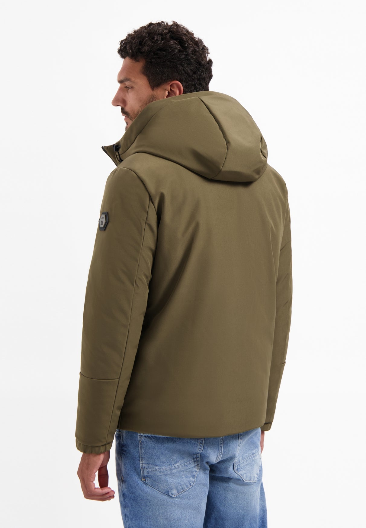 Hooded coated jacket | Dark Steel
