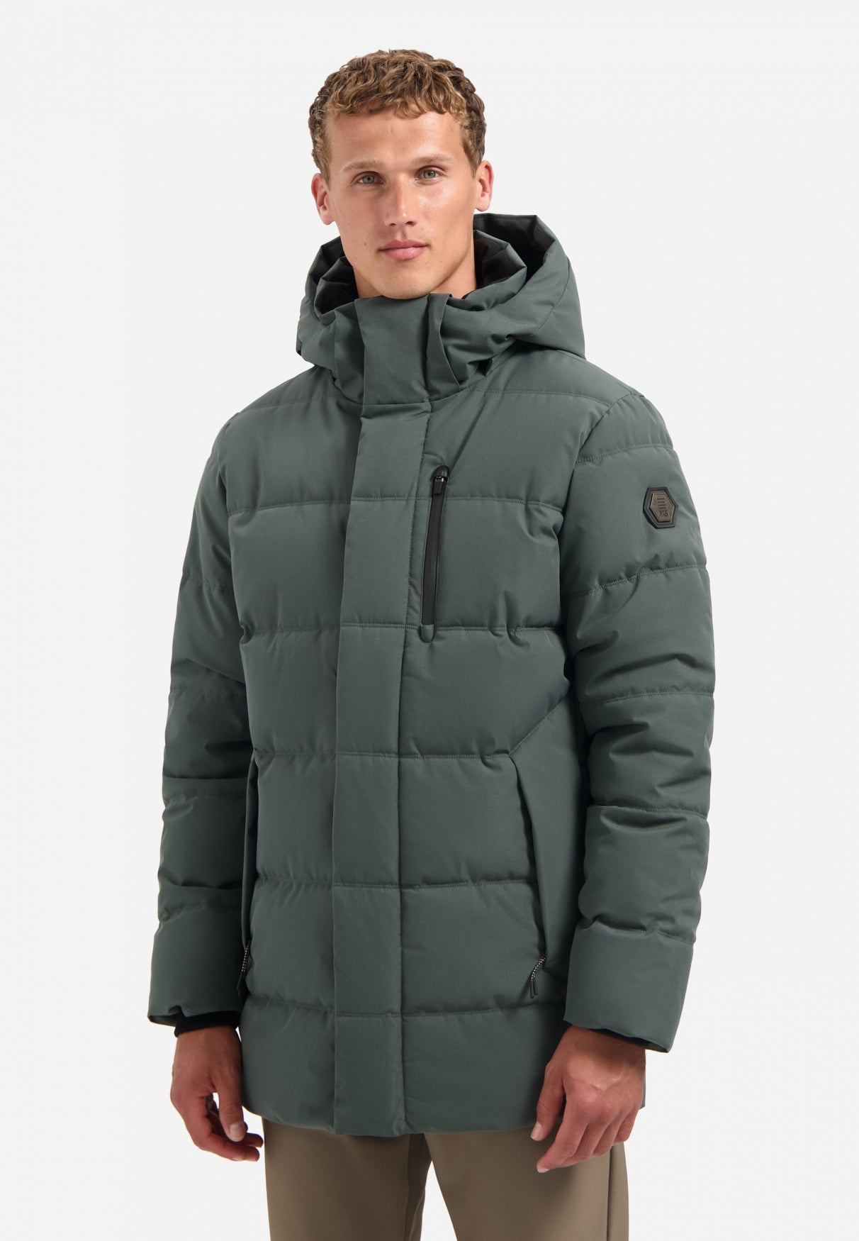Long padded parka | Dark Steel