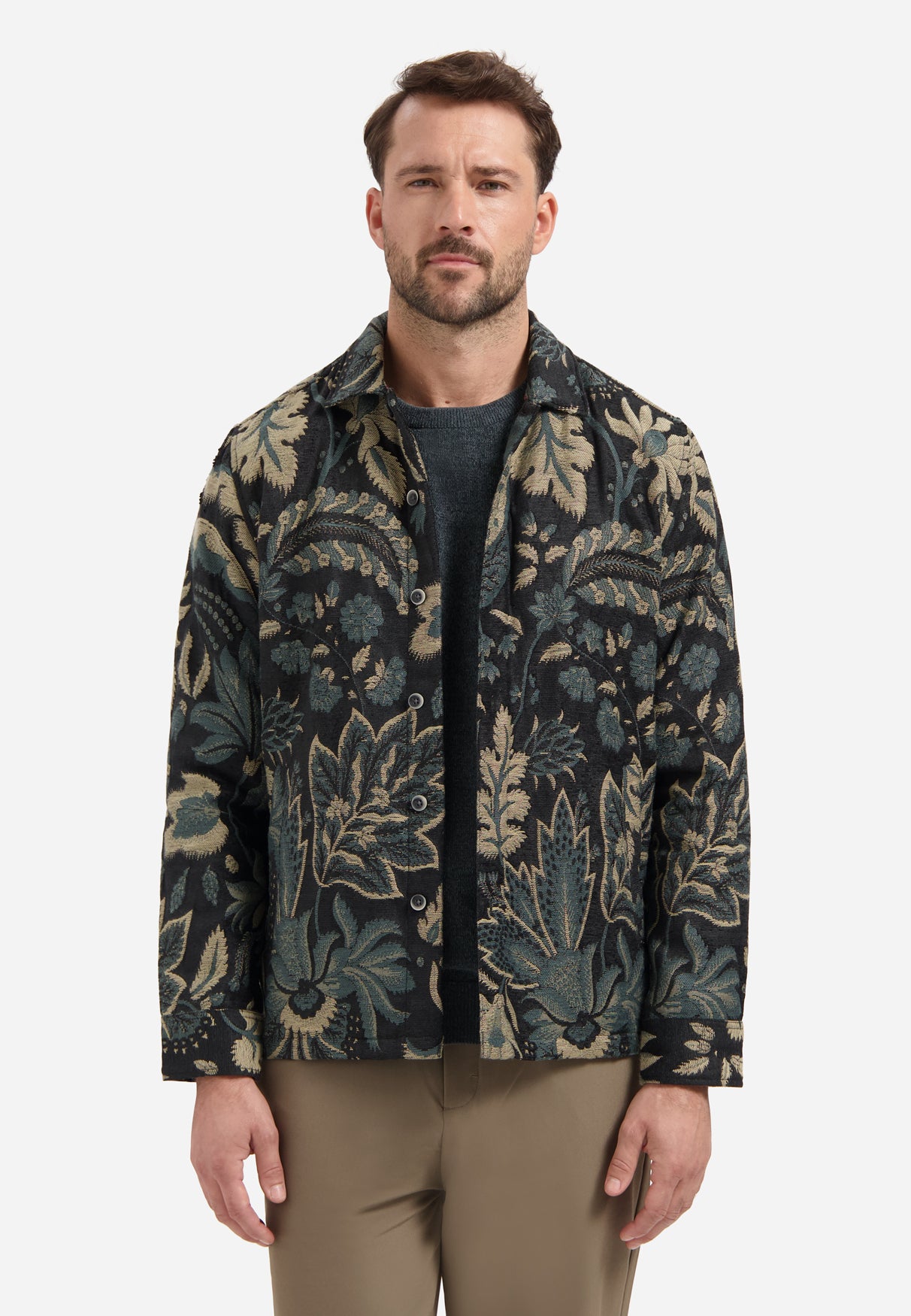 Jacquard overshirt | Zwart