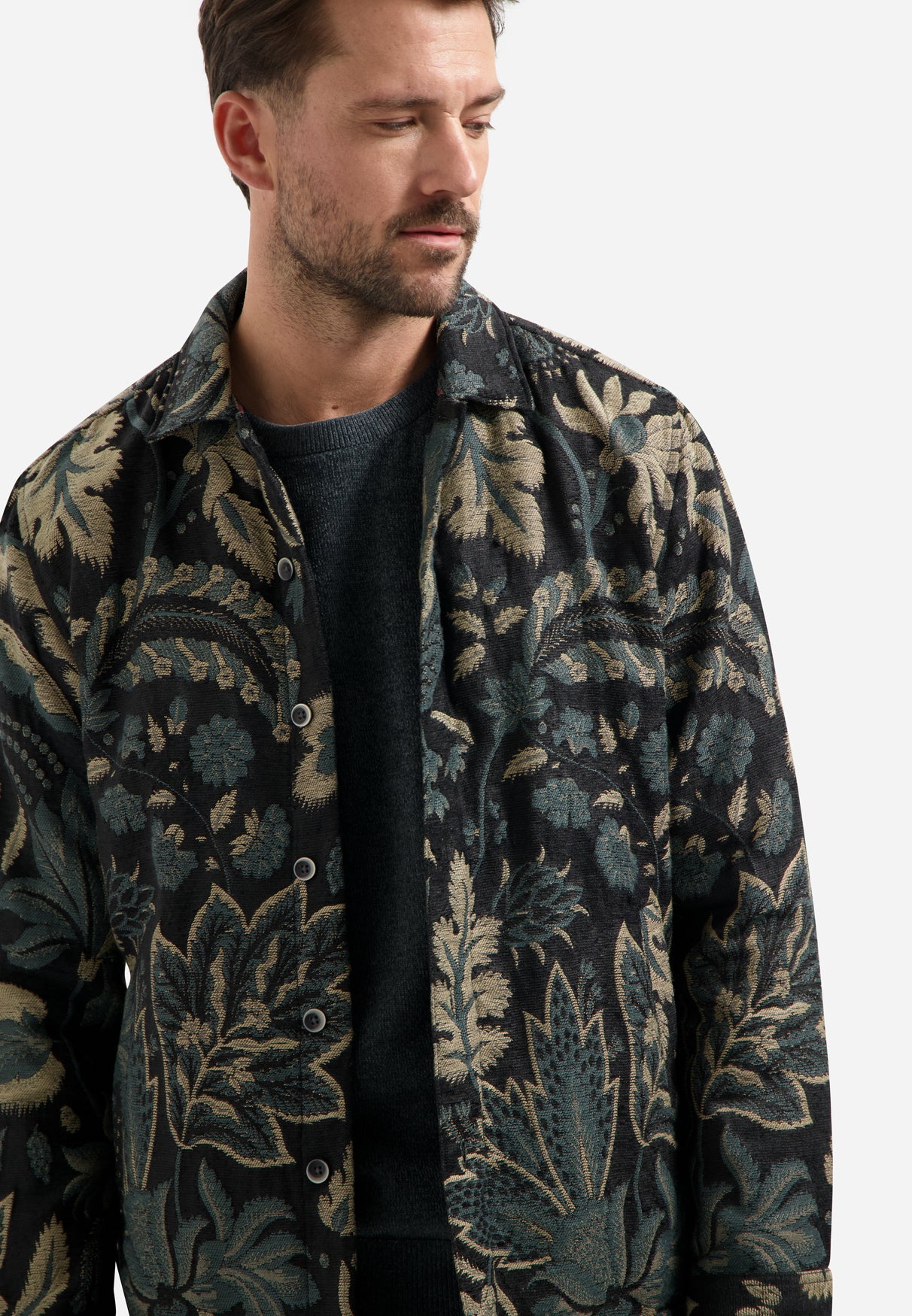 Jacquard overshirt | Zwart