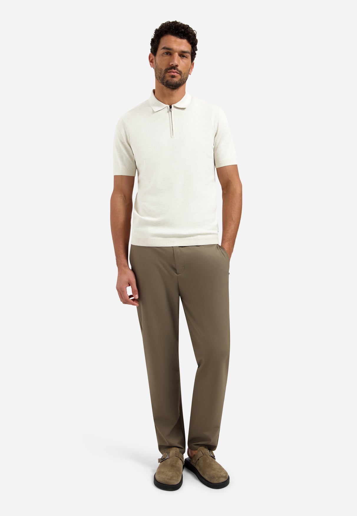 Gebreide polo met halve rits | Kit Melange