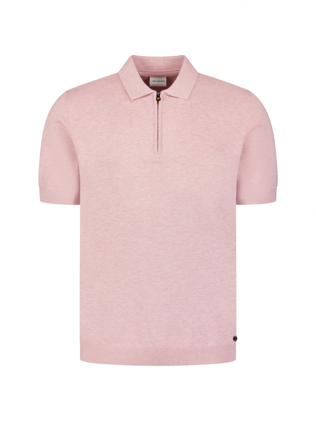 Gebreide polo met halve rits | Light Mauve