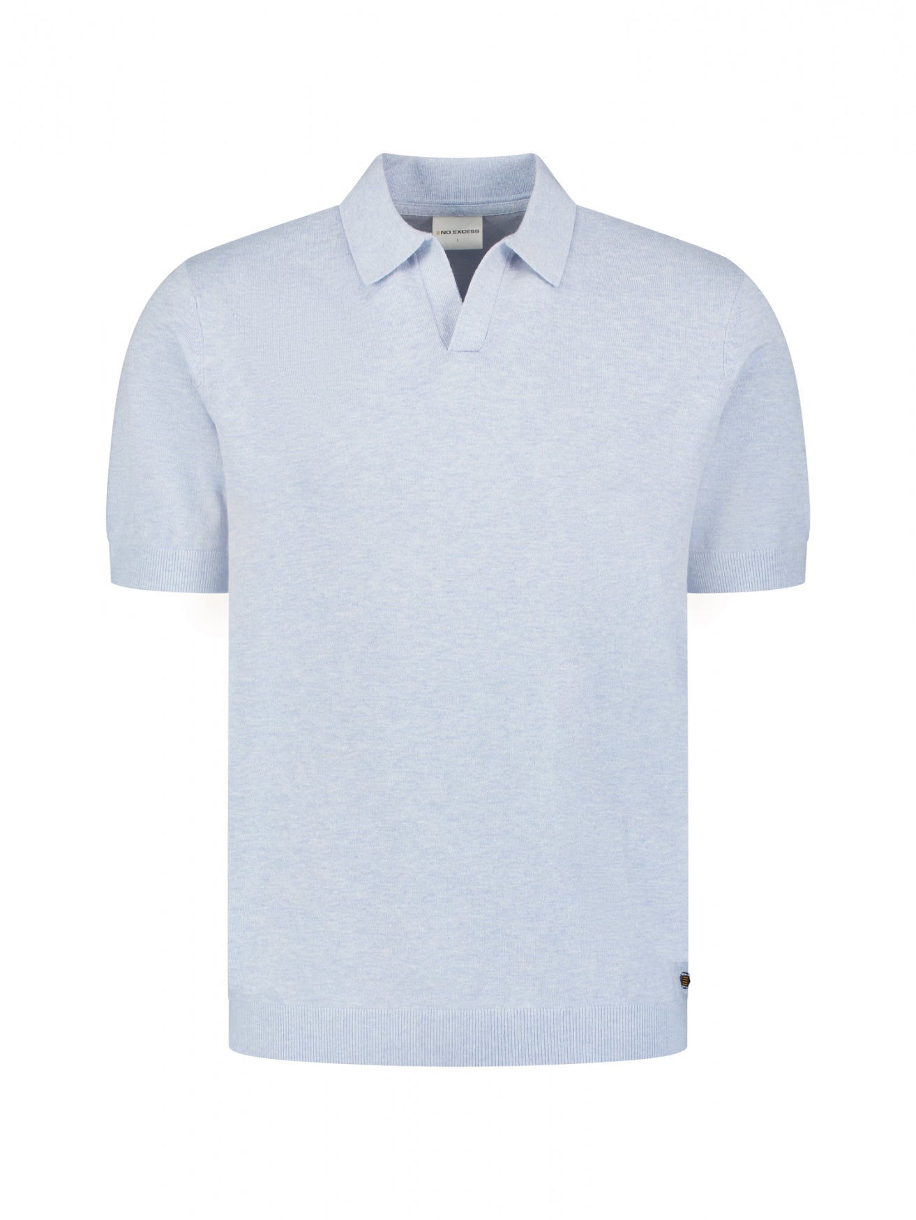 Gebreide polo met V-hals Blauw
