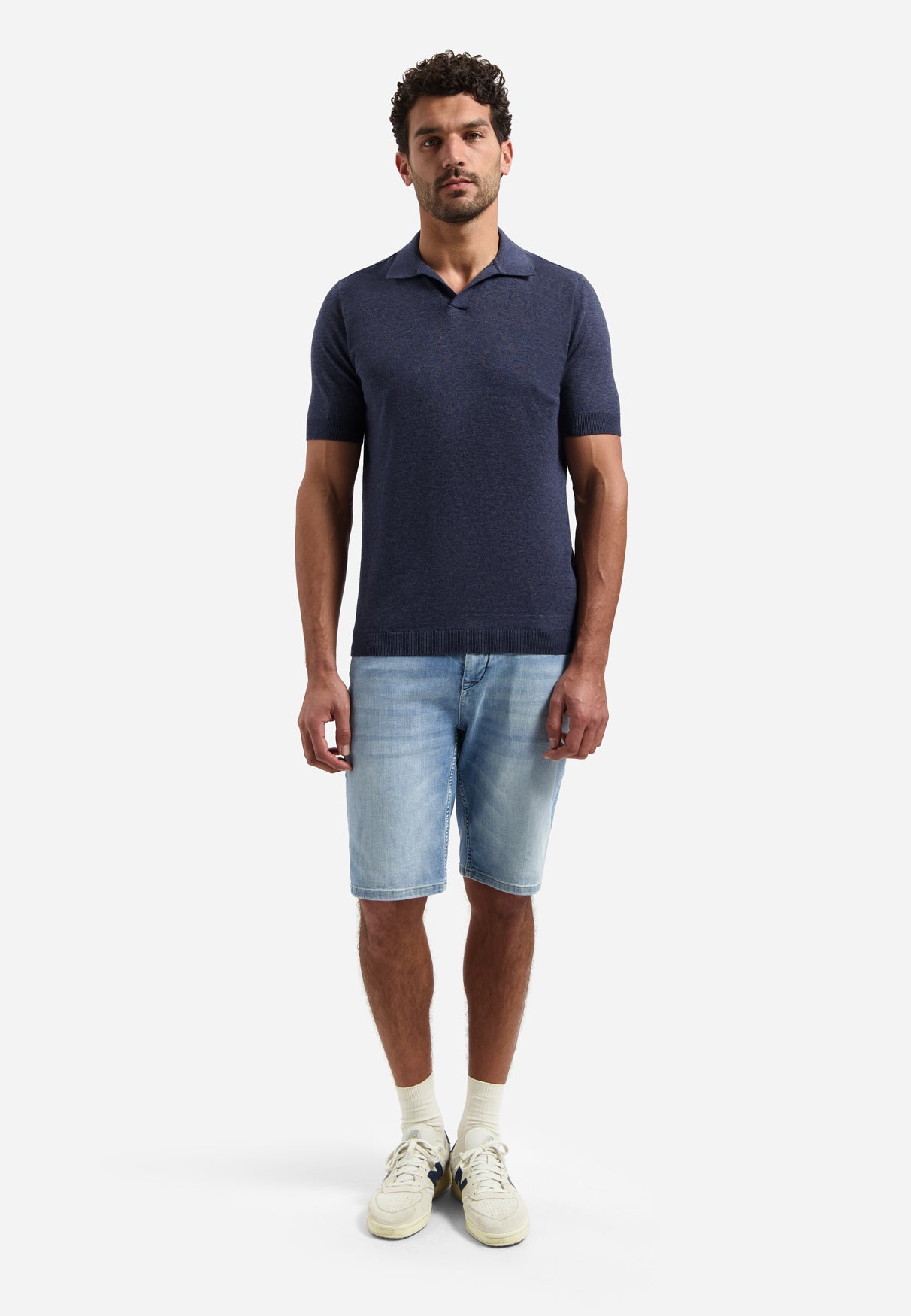 Gebreide polo met V-hals | Night