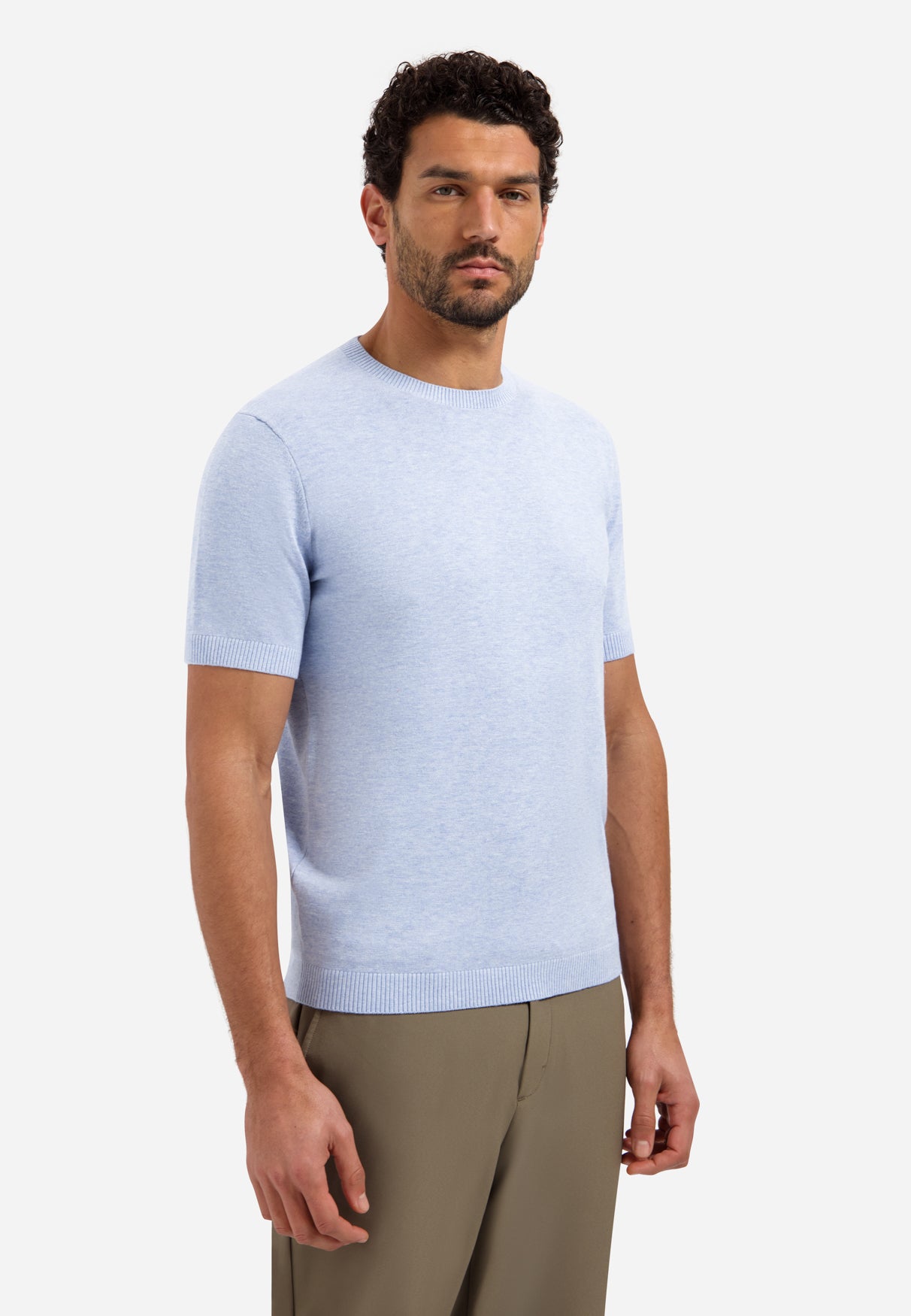 Gebreid T-shirt | Blauw