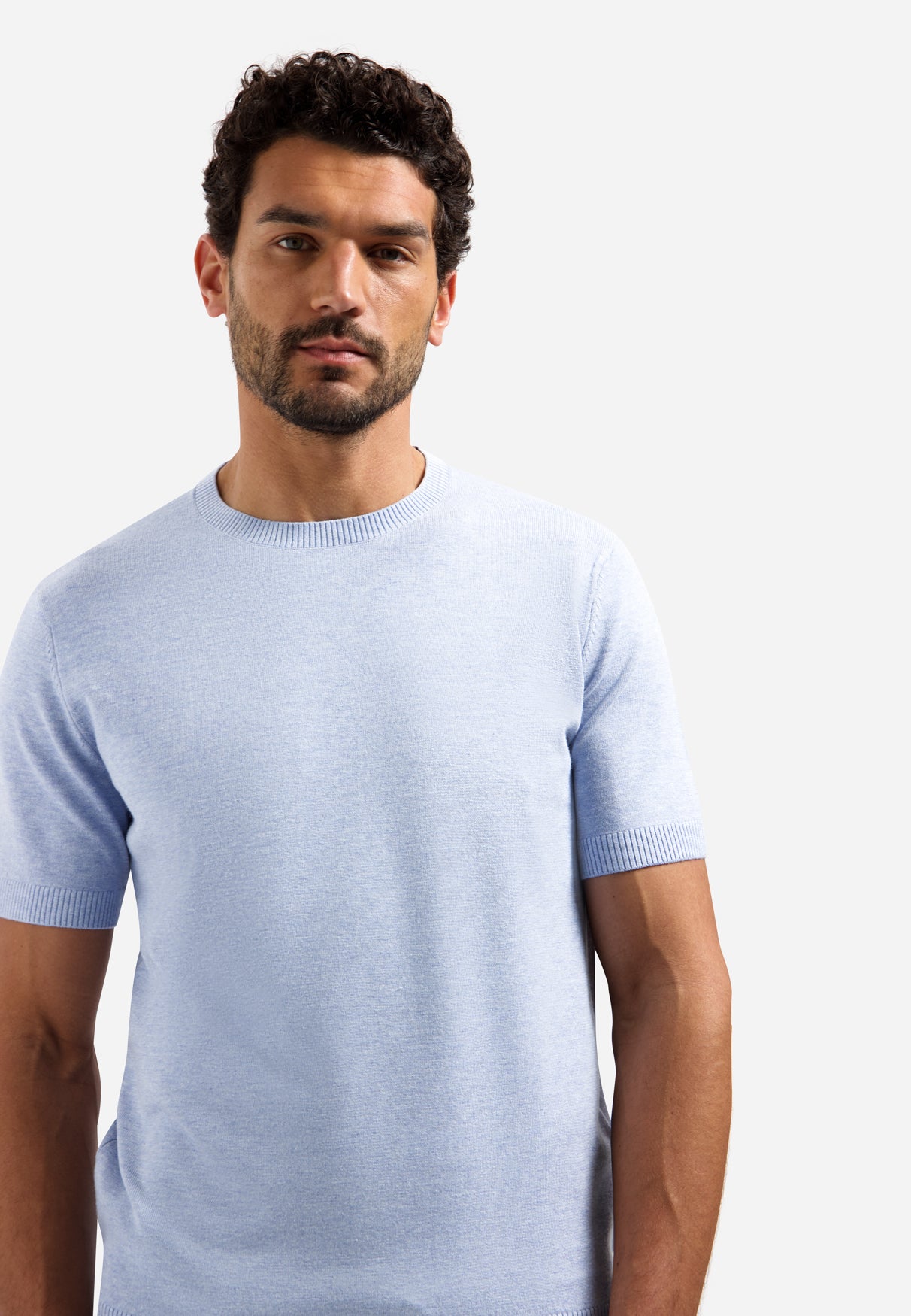 Gebreid T-shirt | Blauw
