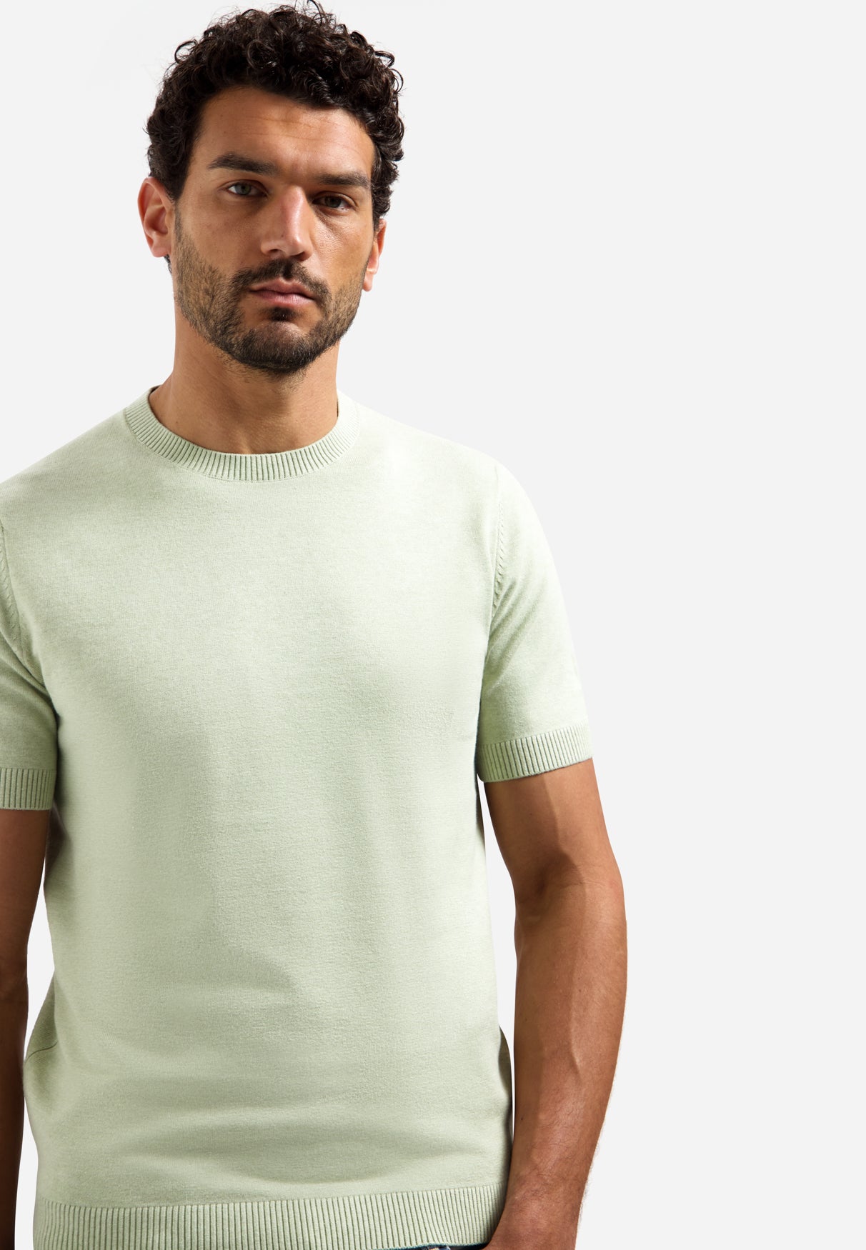 Gebreid T-shirt | Groen