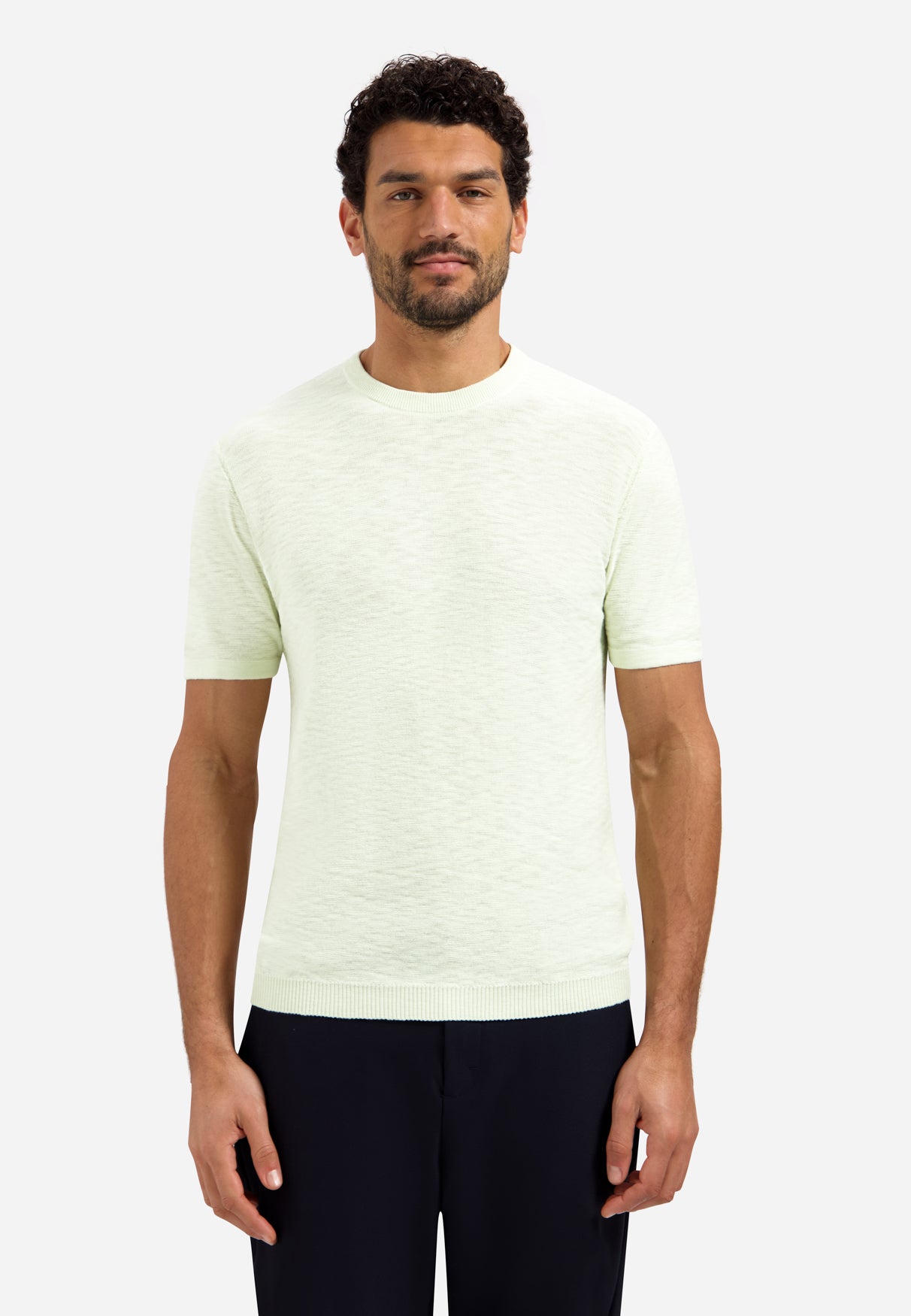Gebreid slub T-shirt | Seagreen