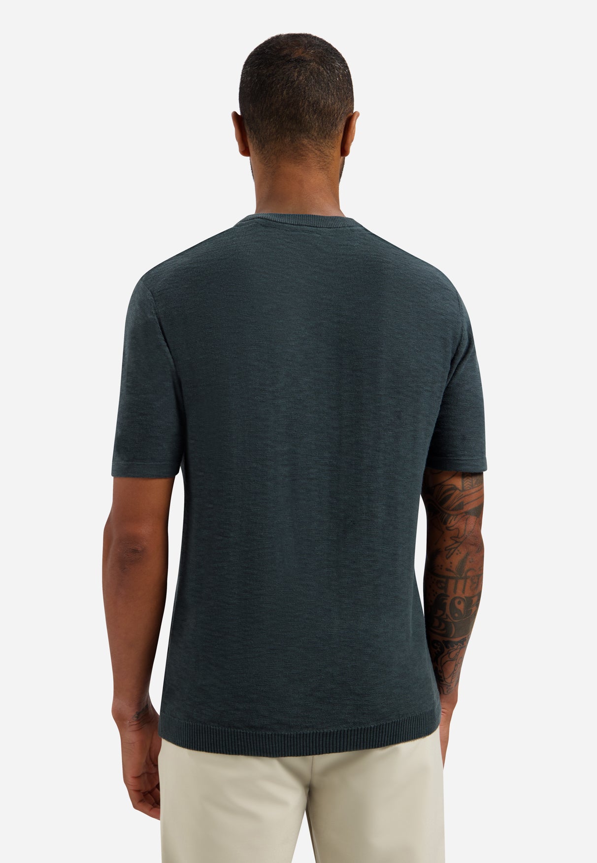 Gebreid slub T-shirt | Dark Steel