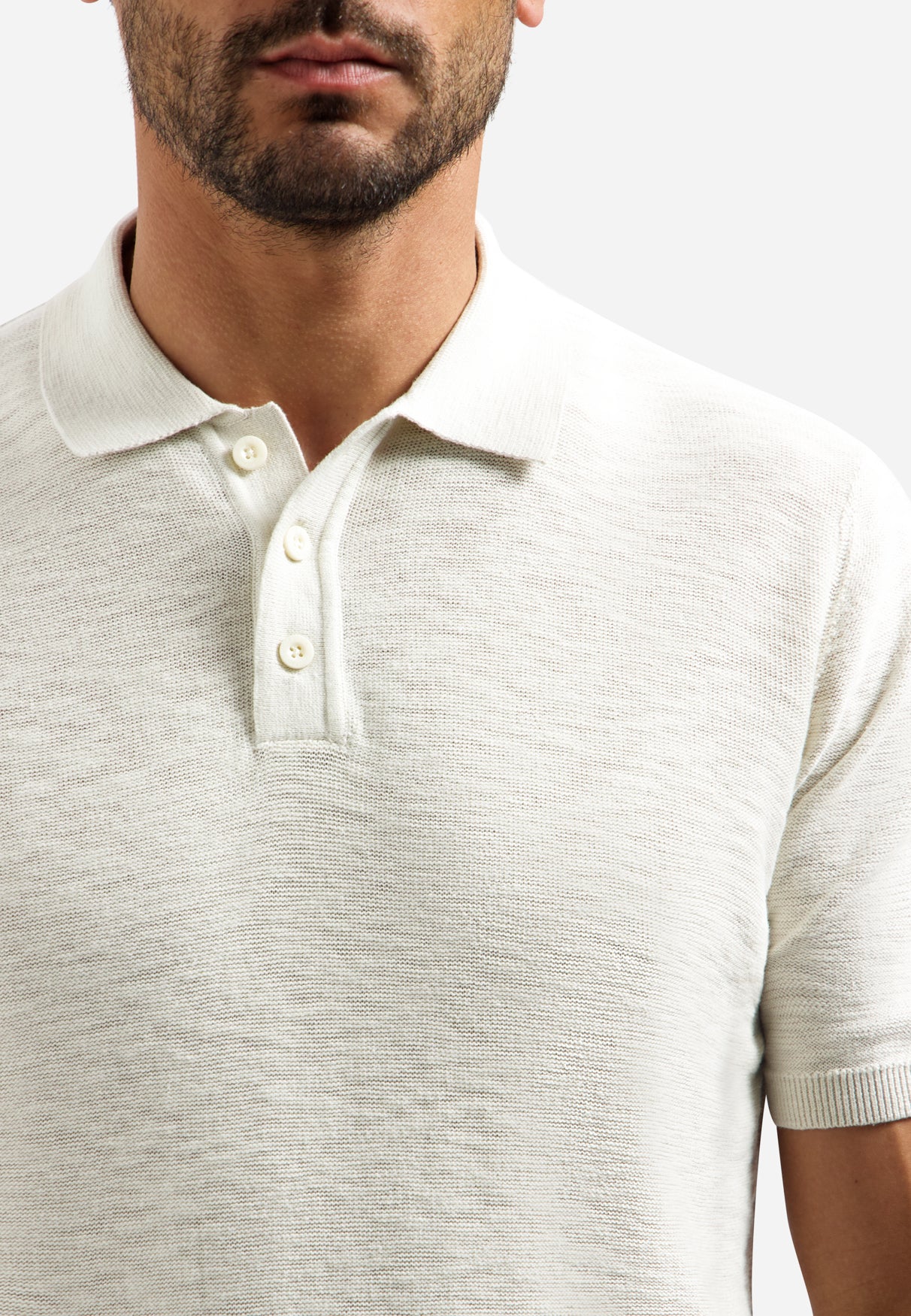 Gebreide slub polo met knopen | Kit