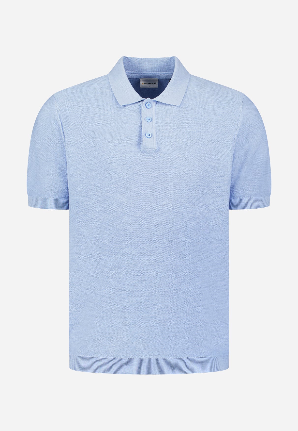 Gebreide slub polo met knopen Blauw