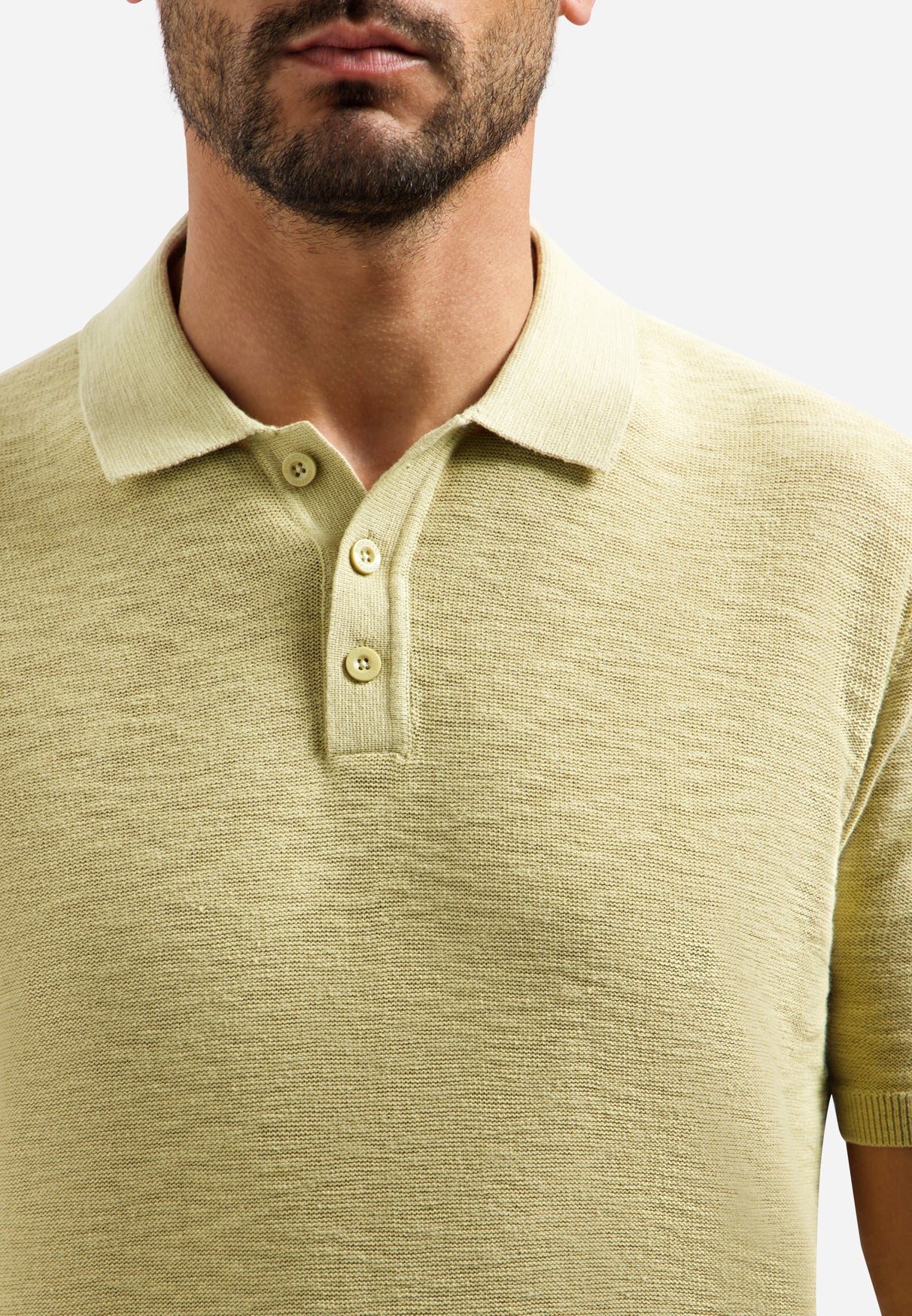Gebreide slub polo met knopen | Yellow