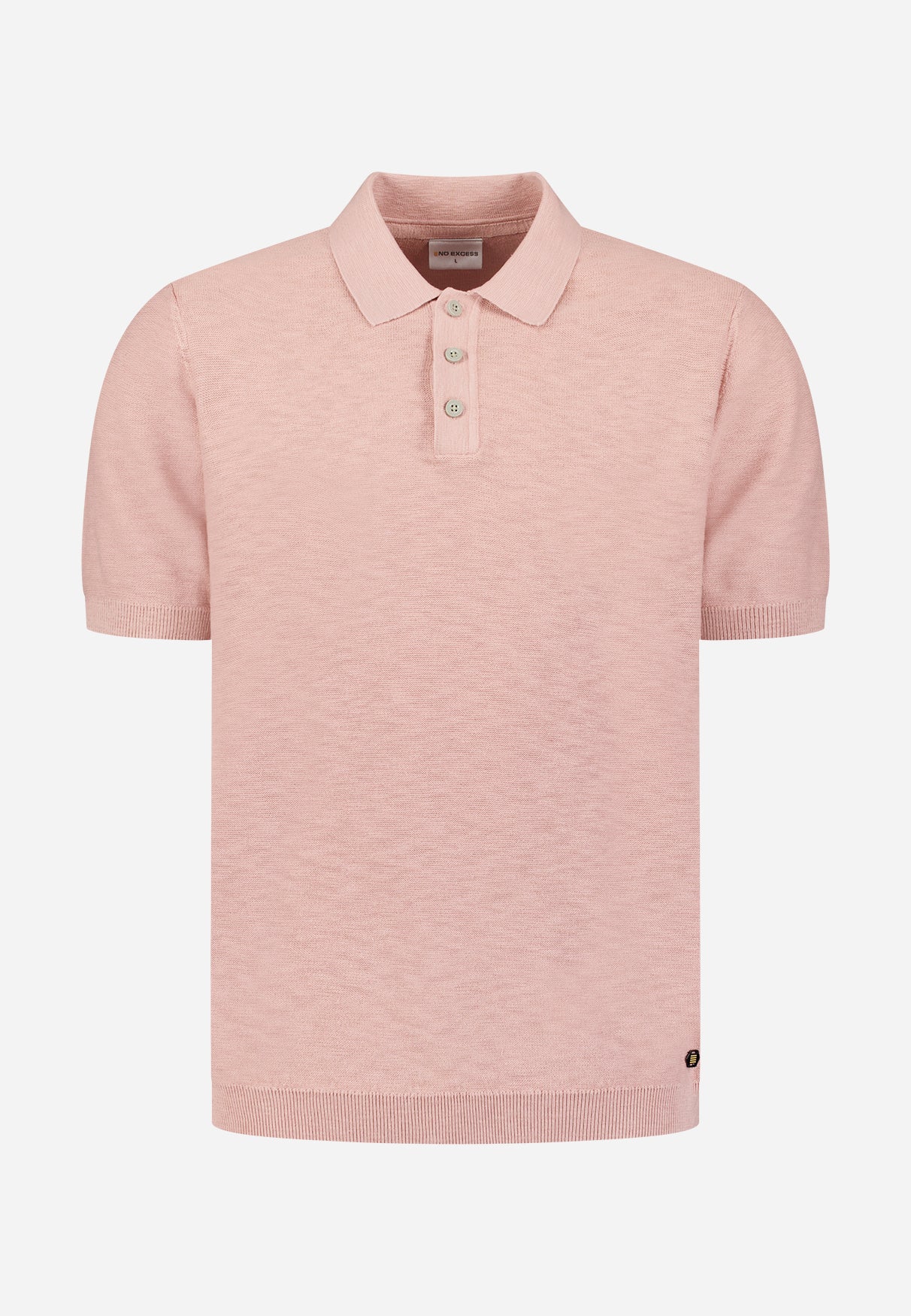 Gebreide slub polo met knopen | Light Mauve