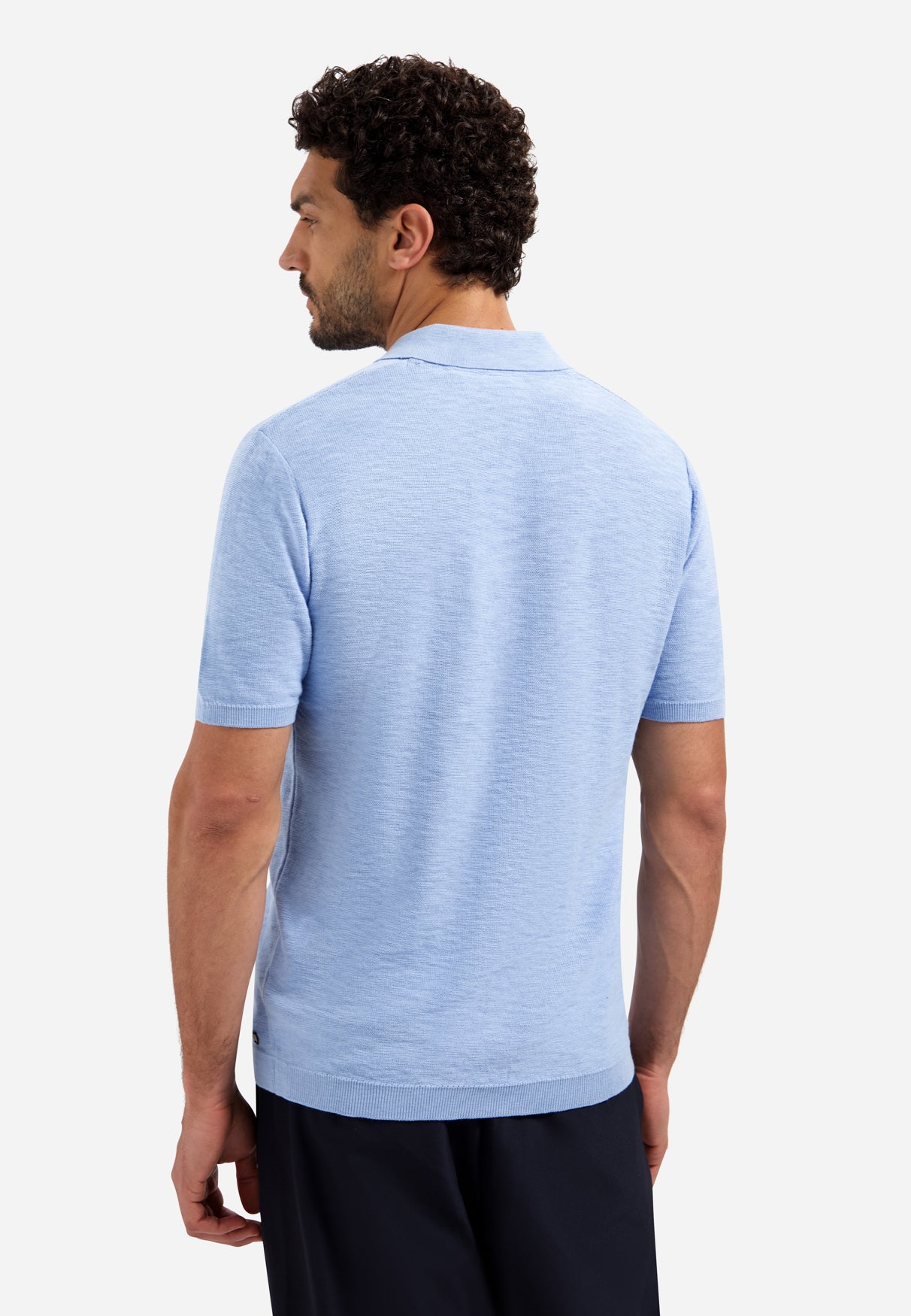 Gebreide V-hals polo | Blue