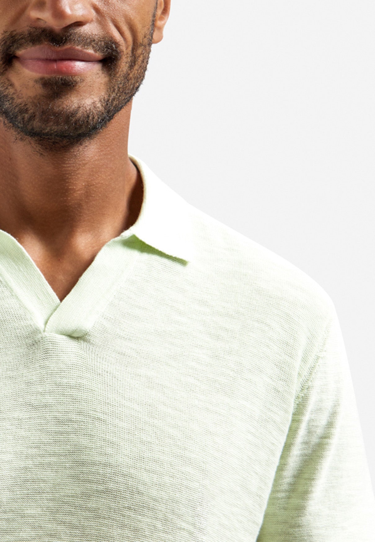 Gebreide V-hals polo | Seagreen