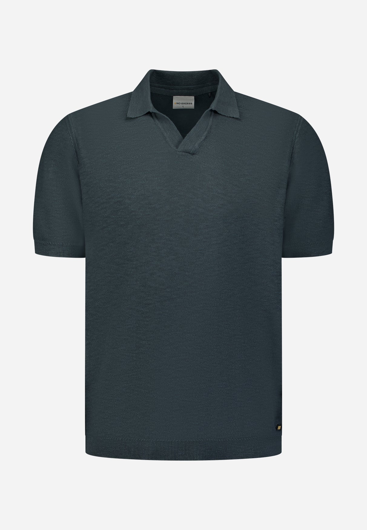 Gebreide V-hals polo | Dark Steel
