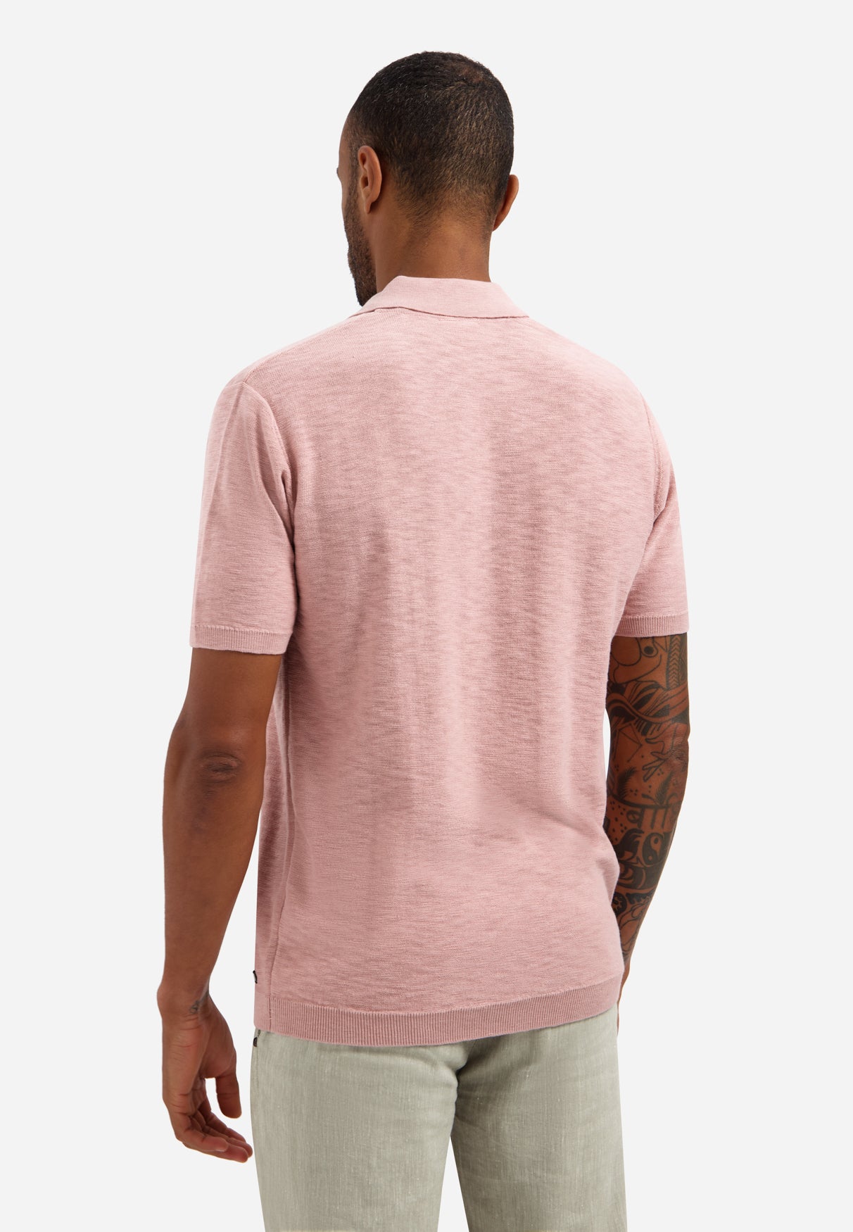 Gebreide V-hals polo | Light Mauve