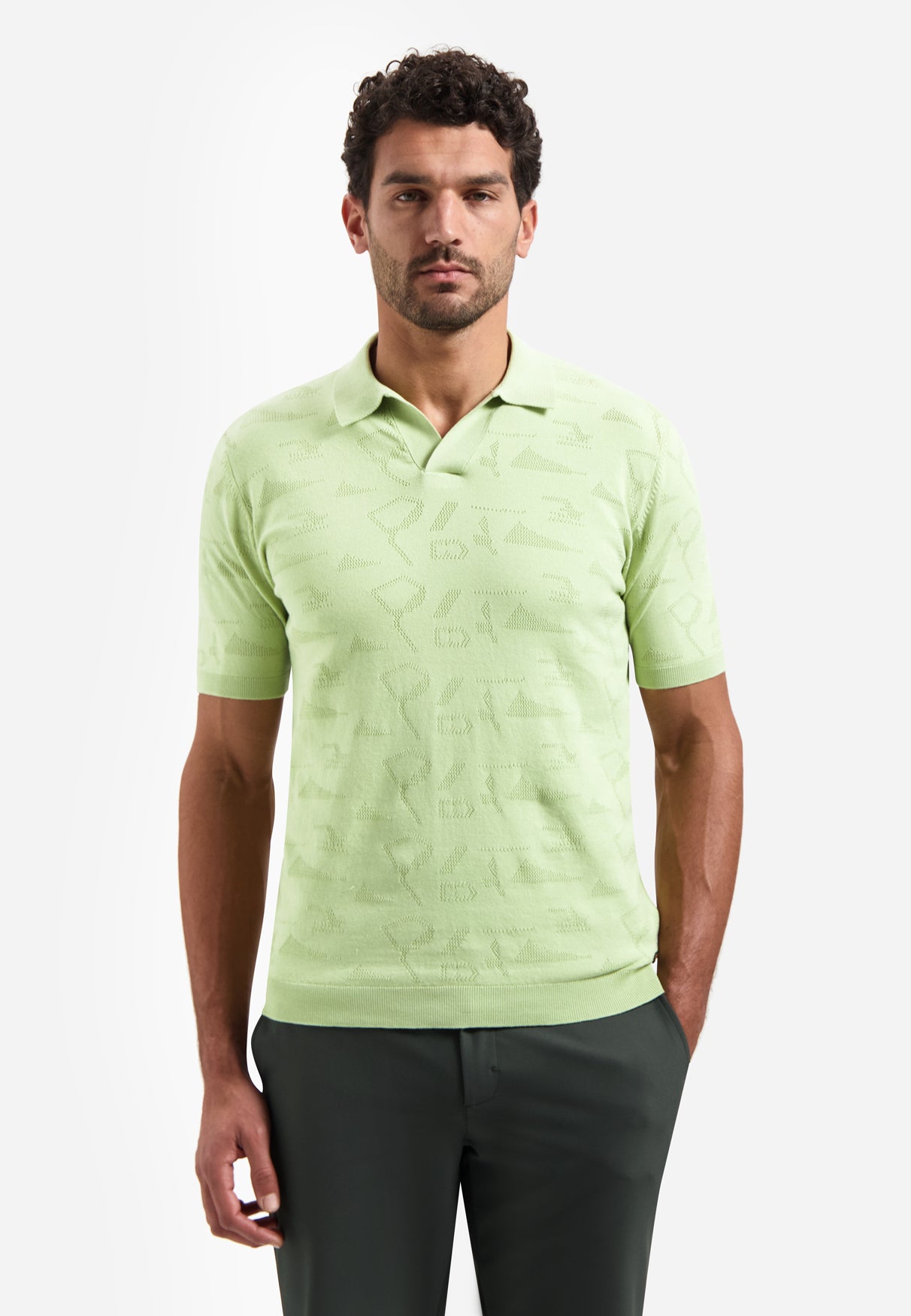 Gebreide jacquard polo | Green