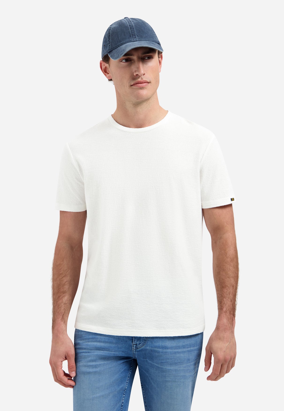 Effen T-shirt met ronde hals | White