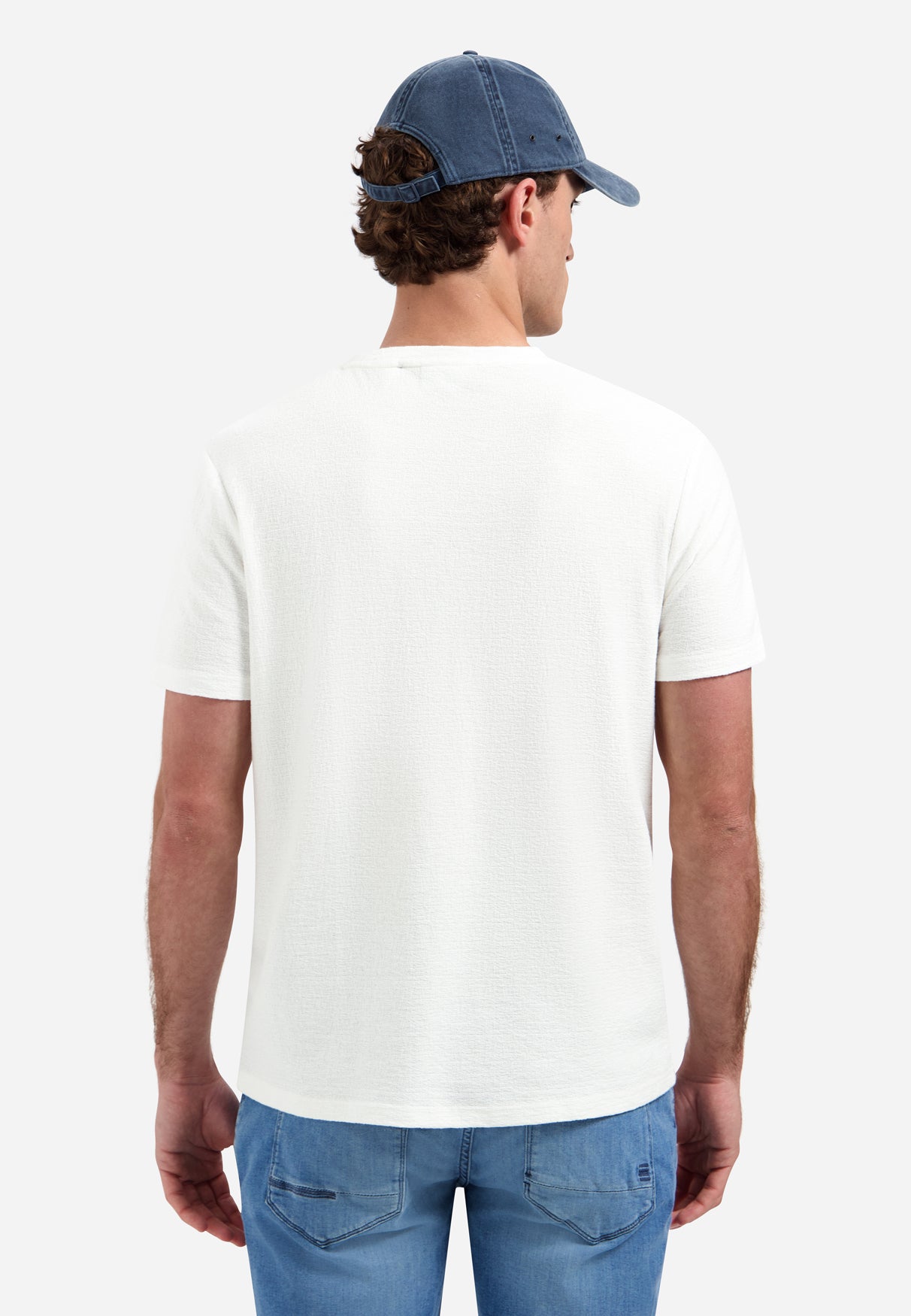 Effen T-shirt met ronde hals | White