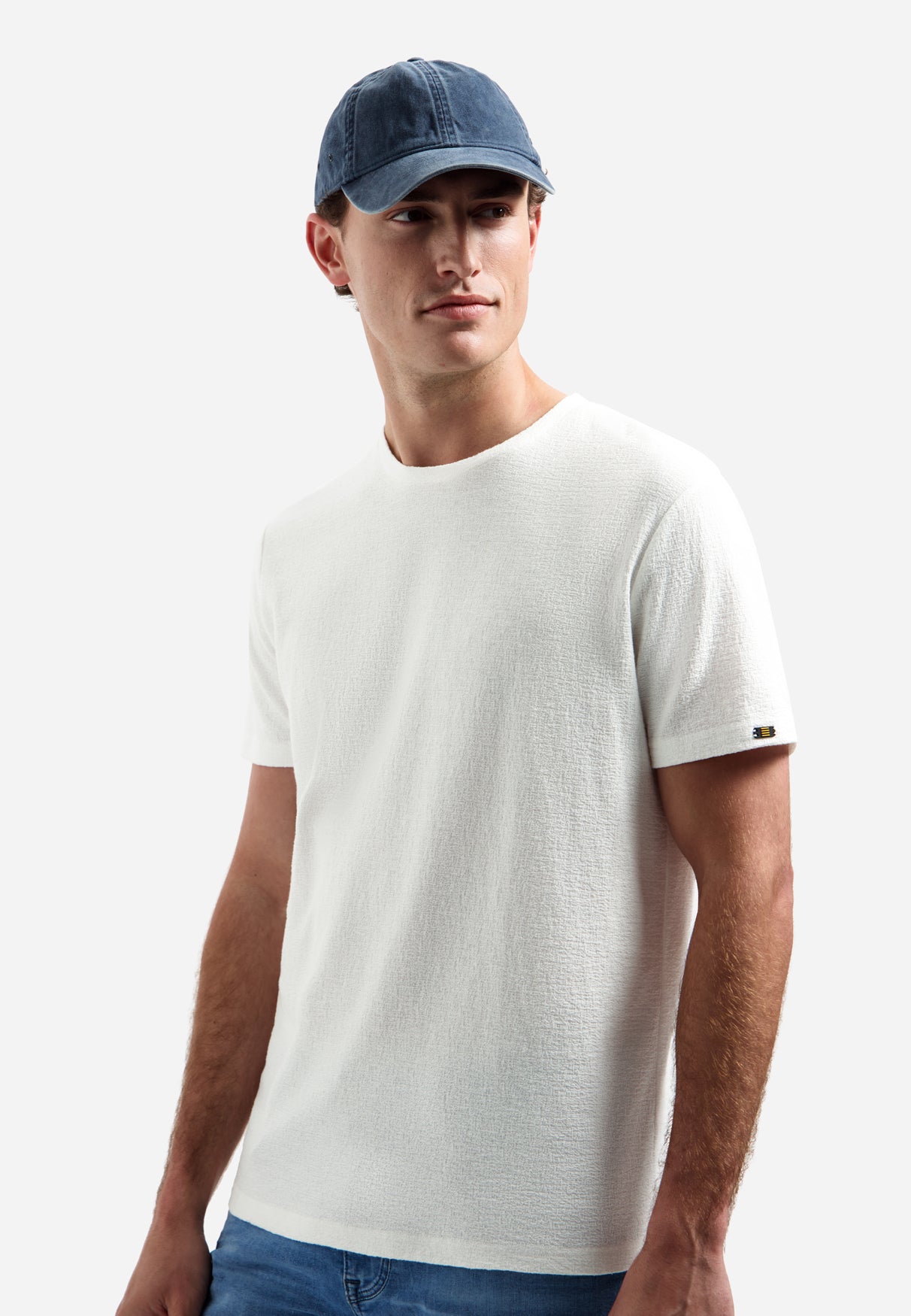 Effen T-shirt met ronde hals | White