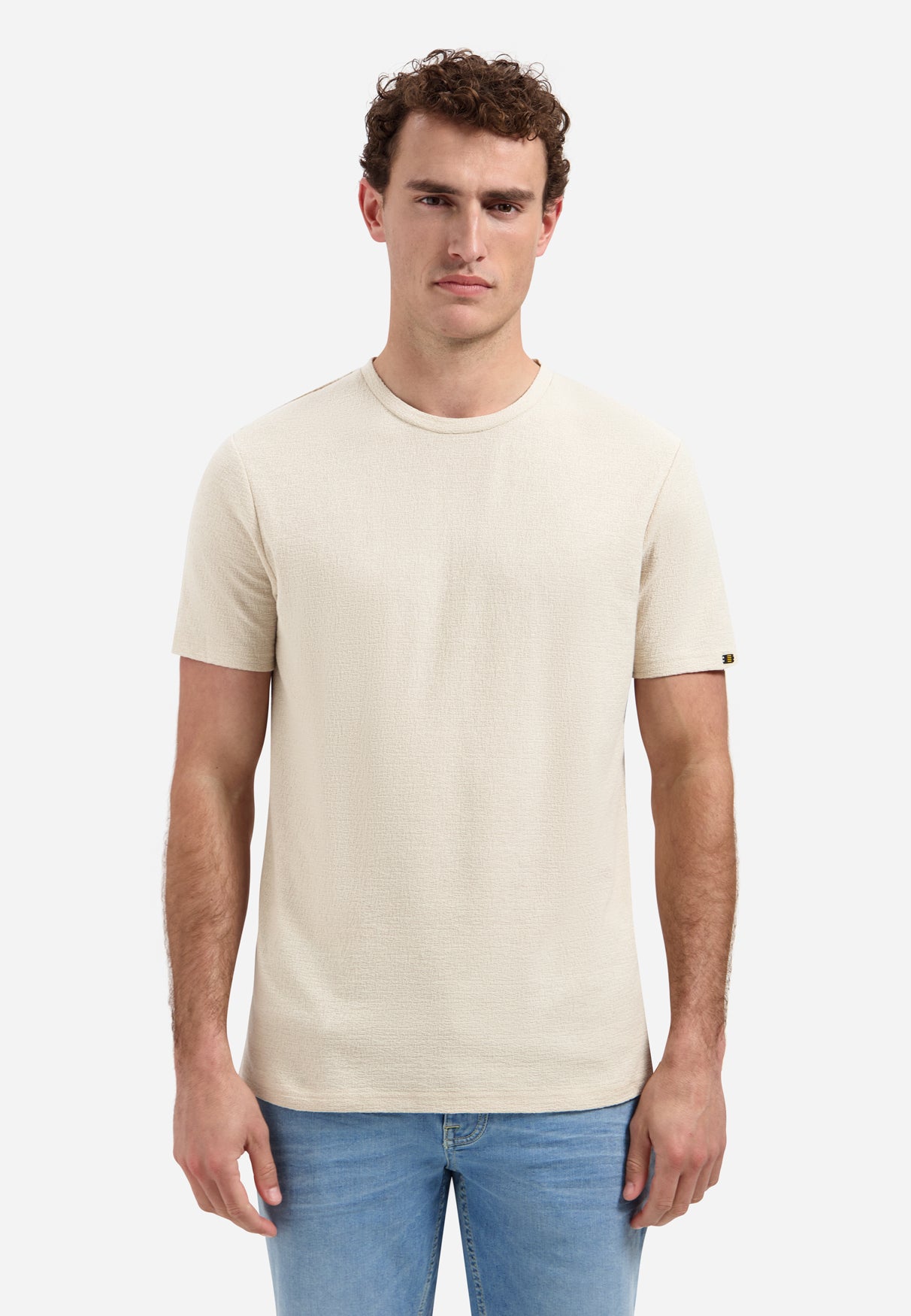 Effen T-shirt met ronde hals | Desert