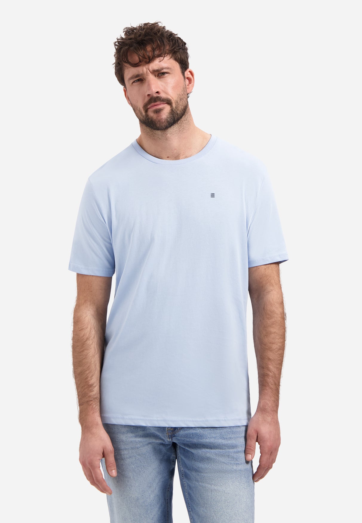 Basic T-shirt met ronde hals. | Blauw